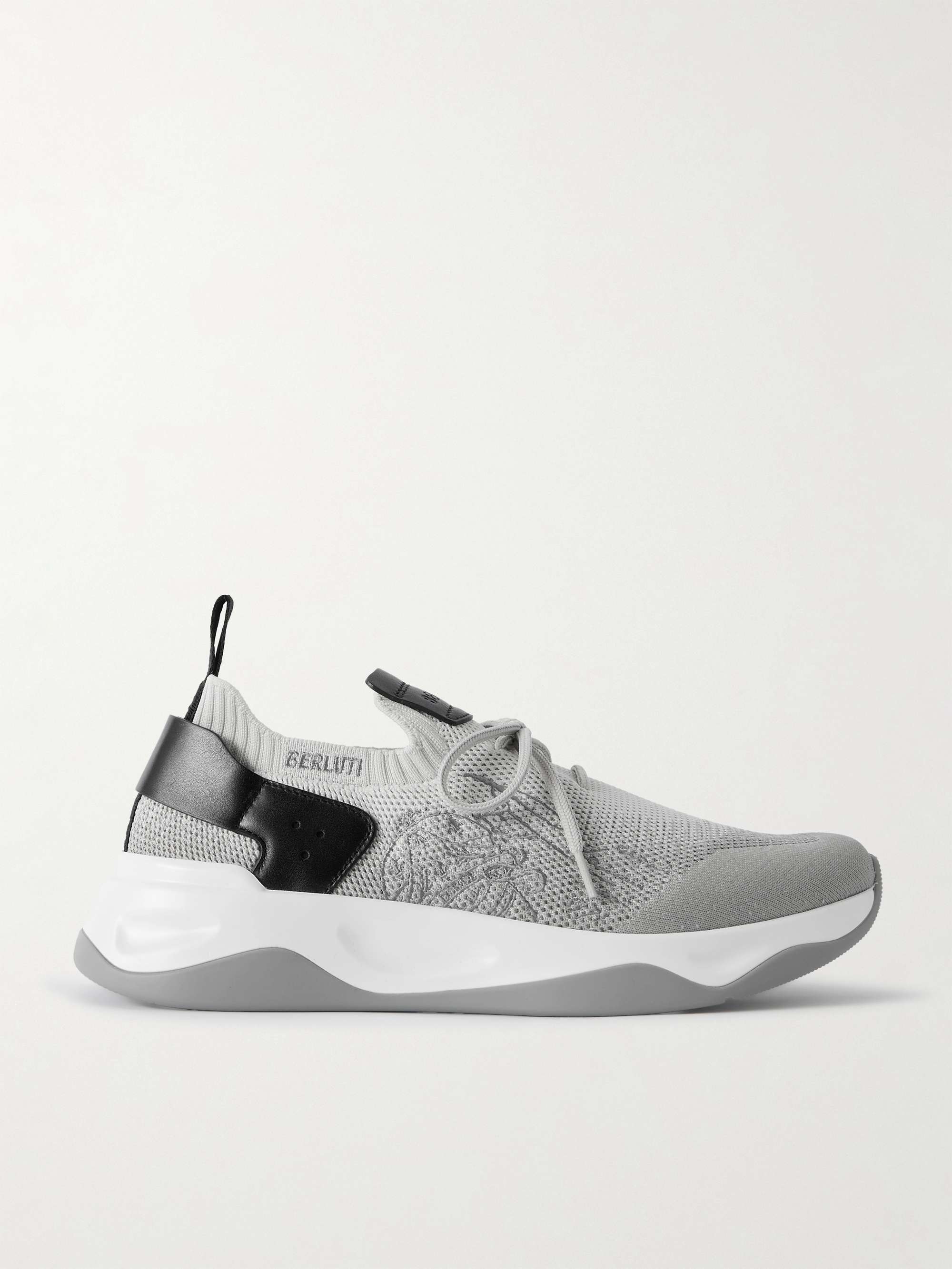 ベルルッティ　パース BERLUTI Shadow Leather-Trimmed Stretch-Knit Sneakers for Men