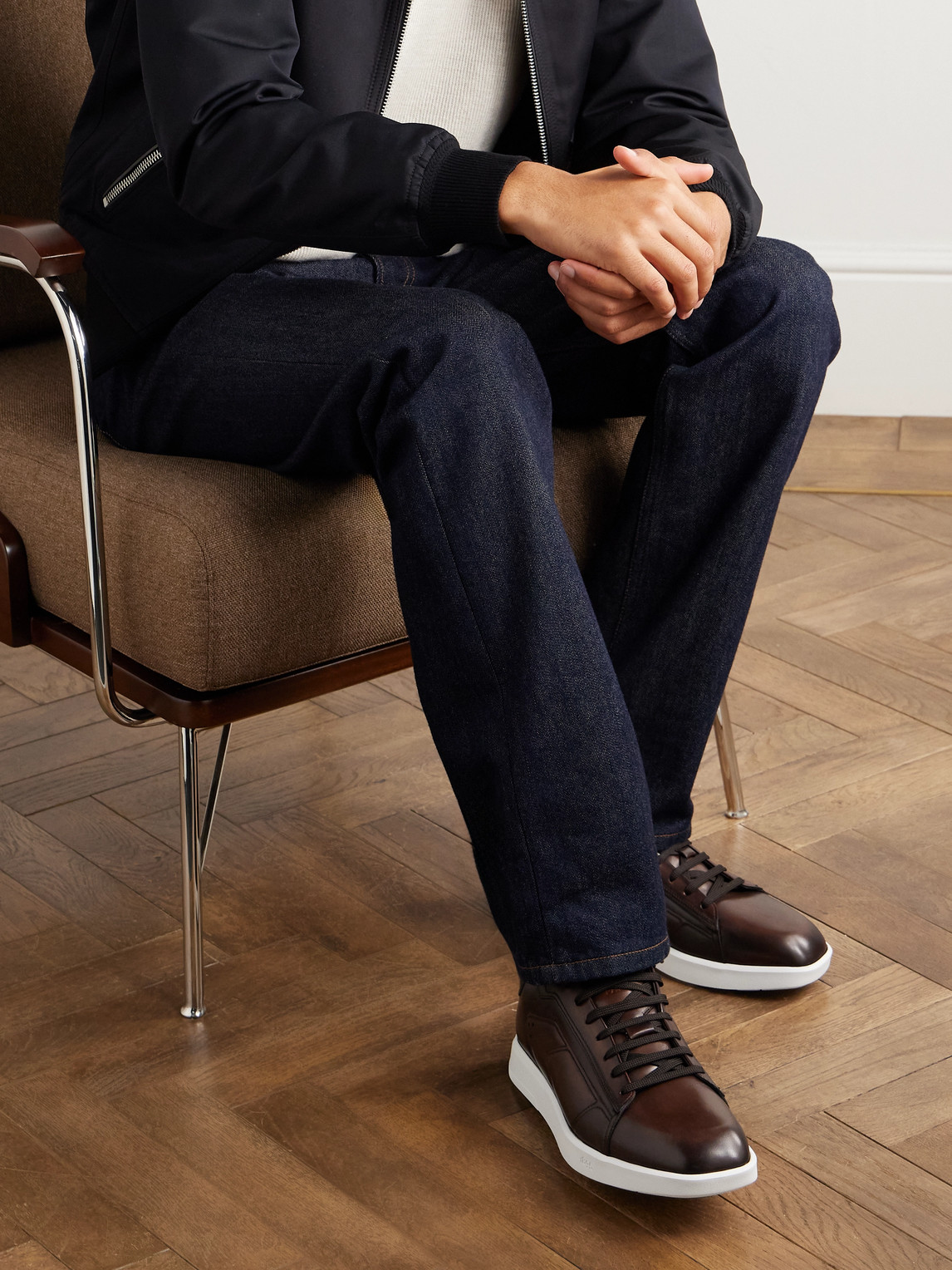 Berluti Stellar Venezia Leather Sneakers In Brown