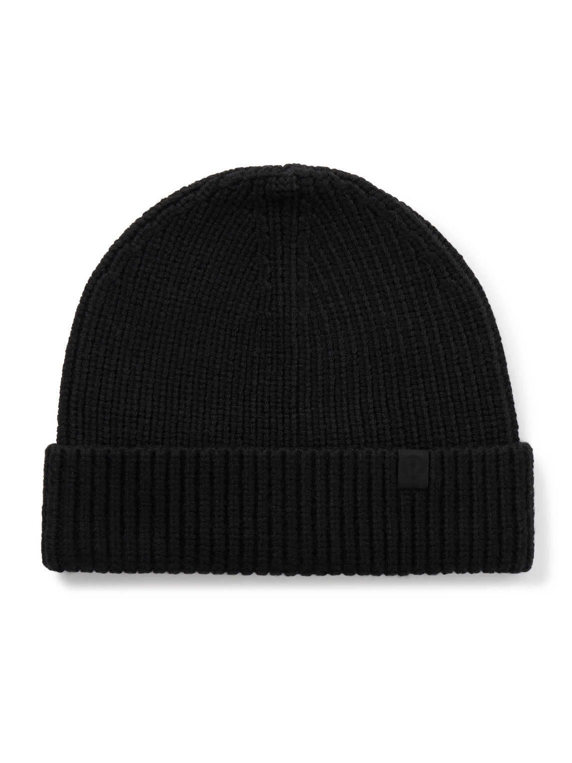 Lululemon Logo-appliquéd Ribbed-knit Beanie In Black