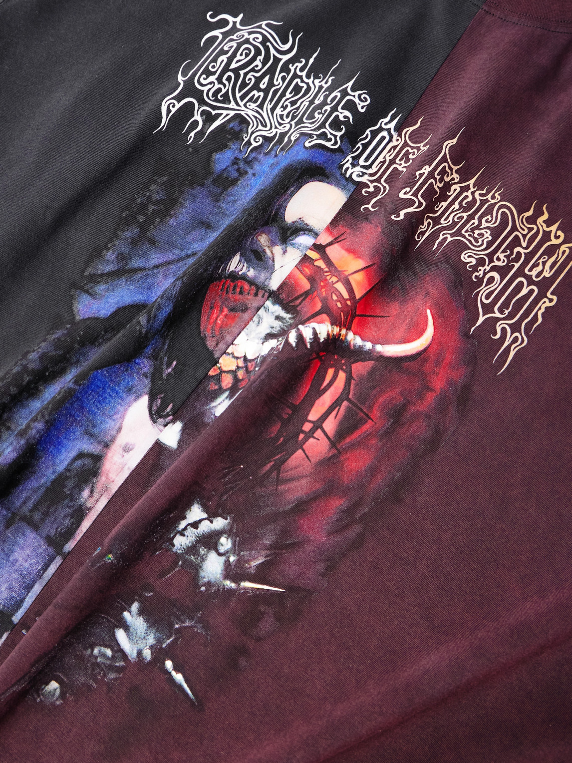 Vetements Cradle Of Filth Oversized Panelled Printed Cotton-jersey T-shirt In Red