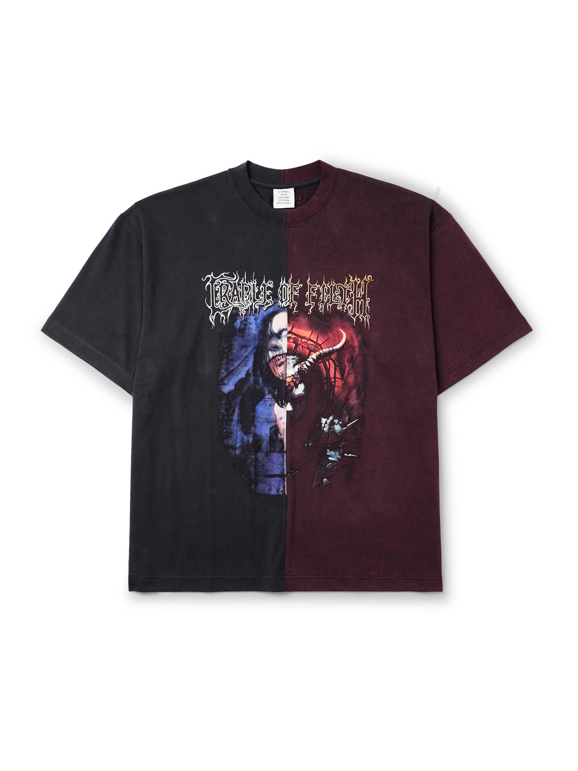 Vetements Cradle Of Filth Oversized Panelled Printed Cotton-jersey T-shirt In Red