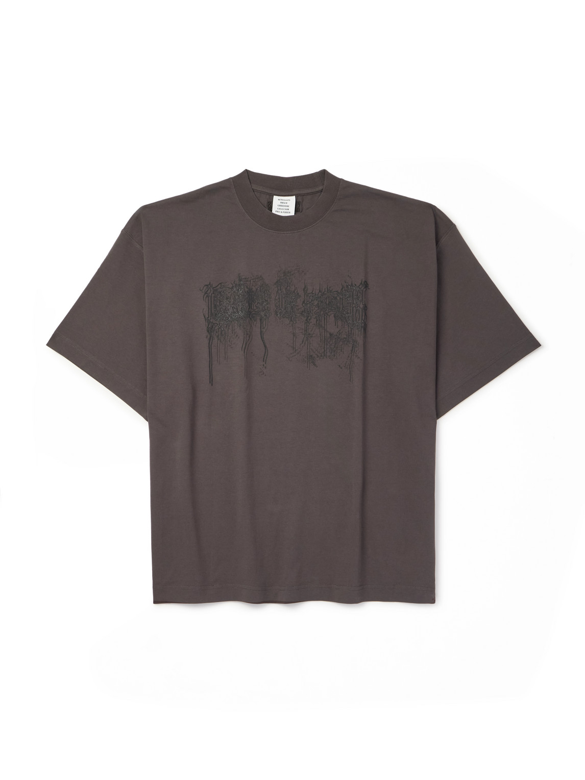 Vetements Oversized Logo-print Cotton-jersey T-shirt In Brown