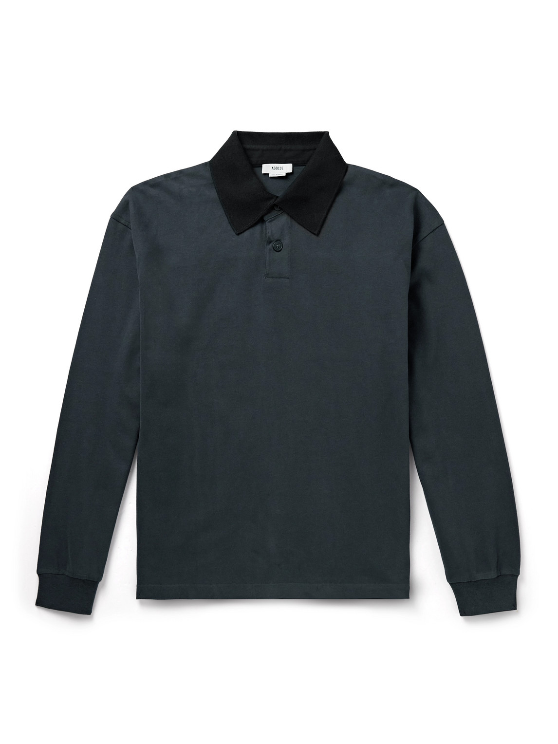 Agolde Marius Cotton-jersey Polo Shirt In Black