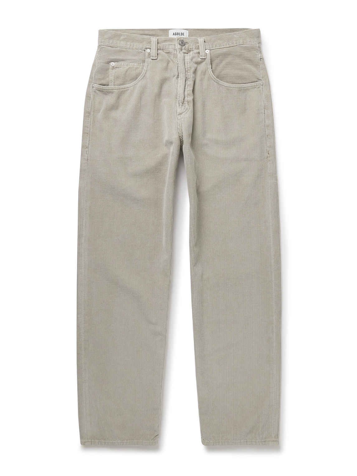 Agolde Fusion Straight-leg Cotton-corduroy Trousers In Neutral