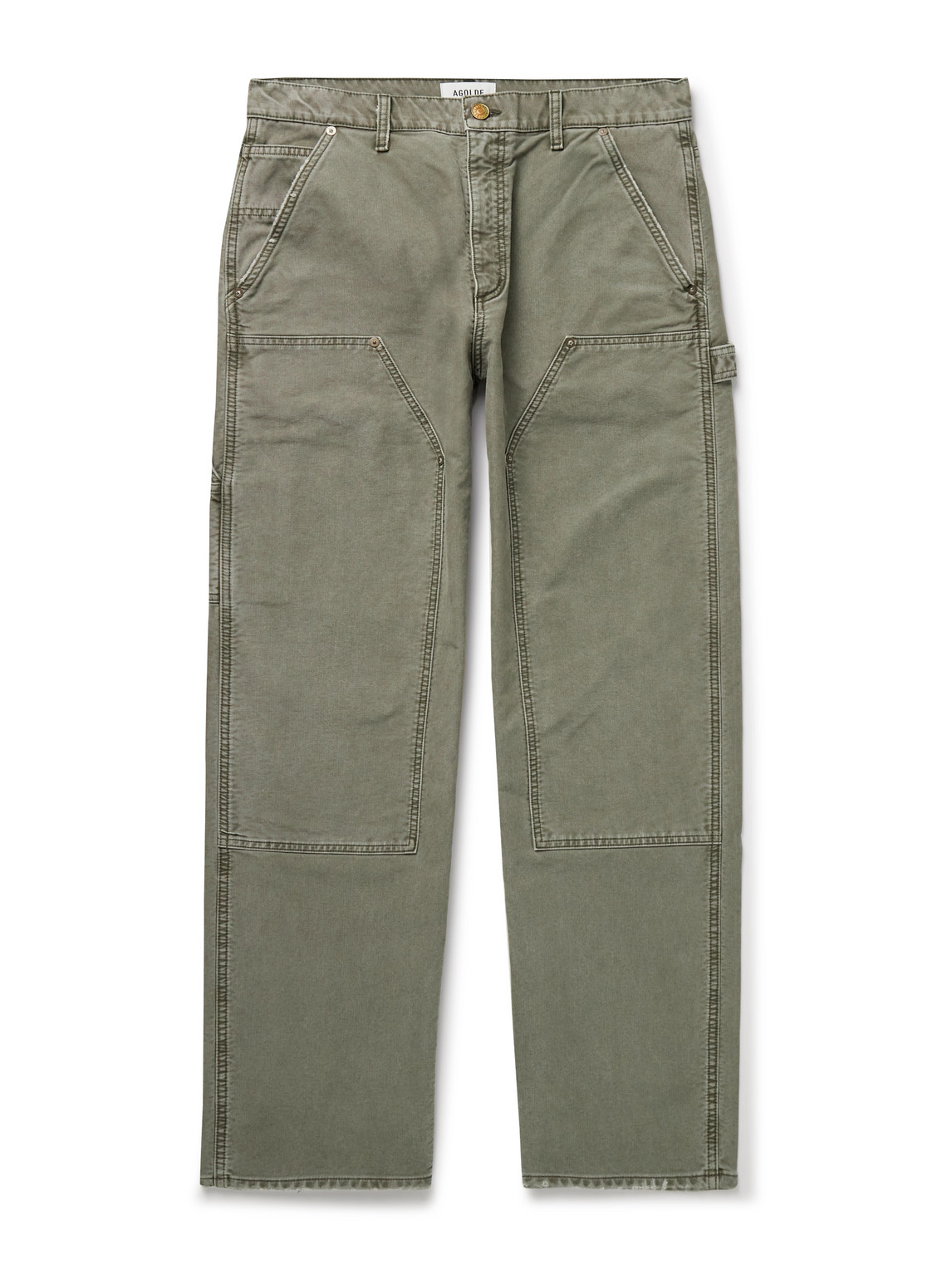 Agolde Layton Straight-leg Cotton-canvas Trousers In Green