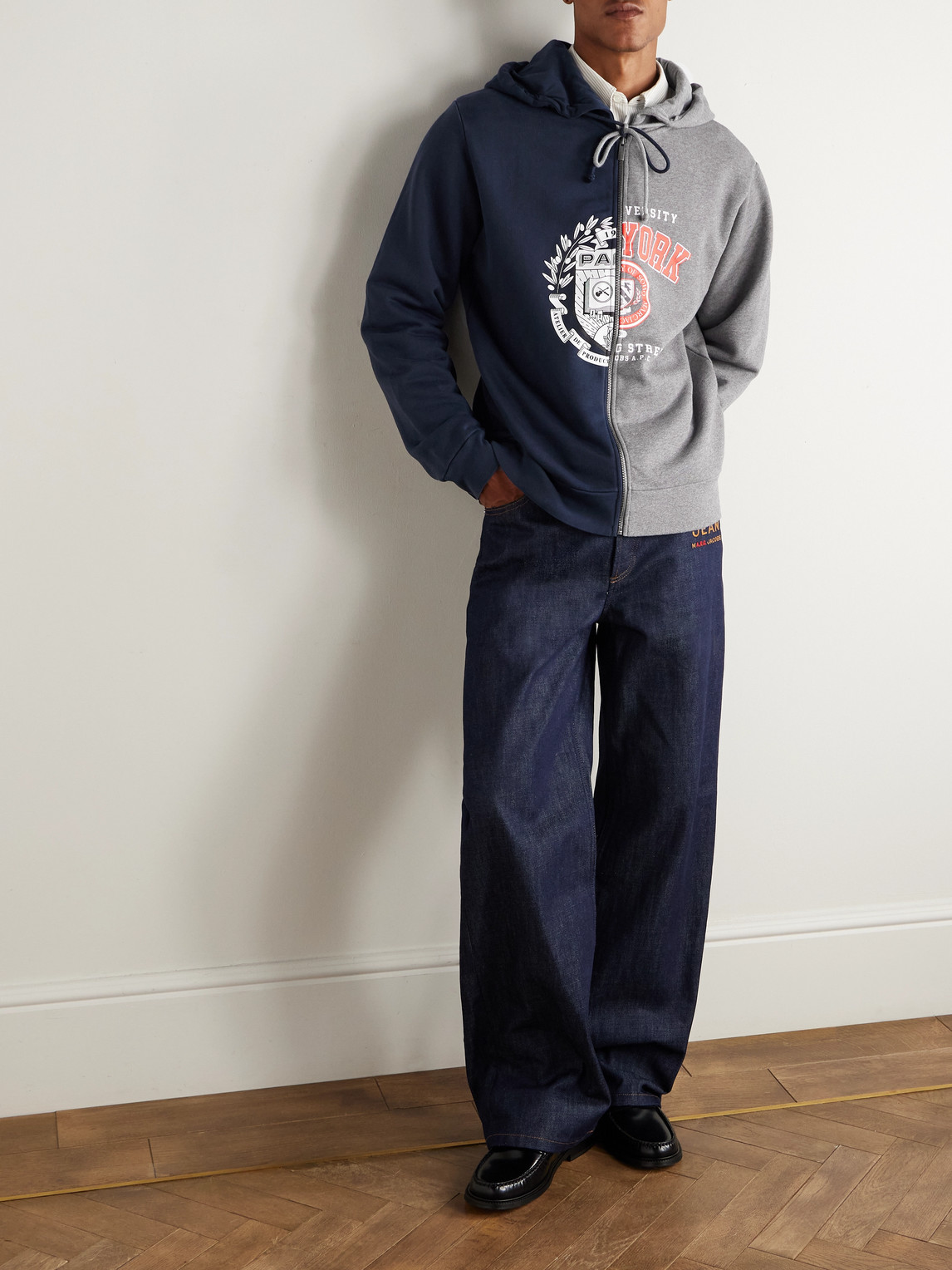 Apc Marc Jacobs Printed Cotton-jersey Zip-up Hoodie In Multi