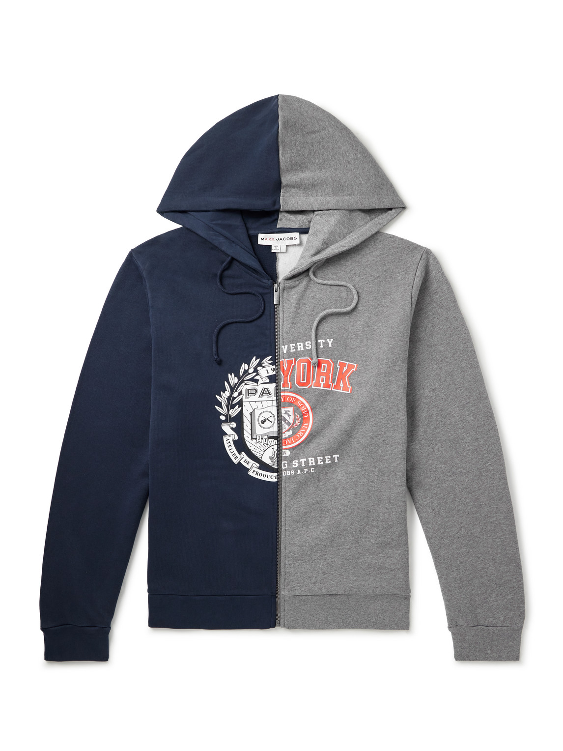 Apc Marc Jacobs Printed Cotton-jersey Zip-up Hoodie In Multi