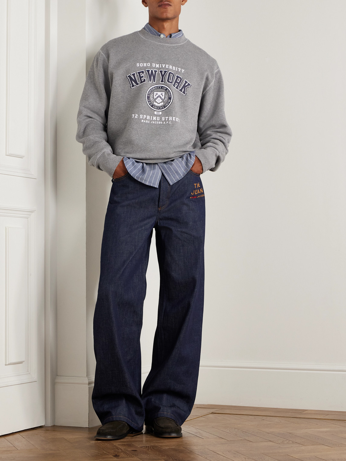 Apc Marc Jacobs Logo-print Cotton-jersey Sweatshirt In Gray