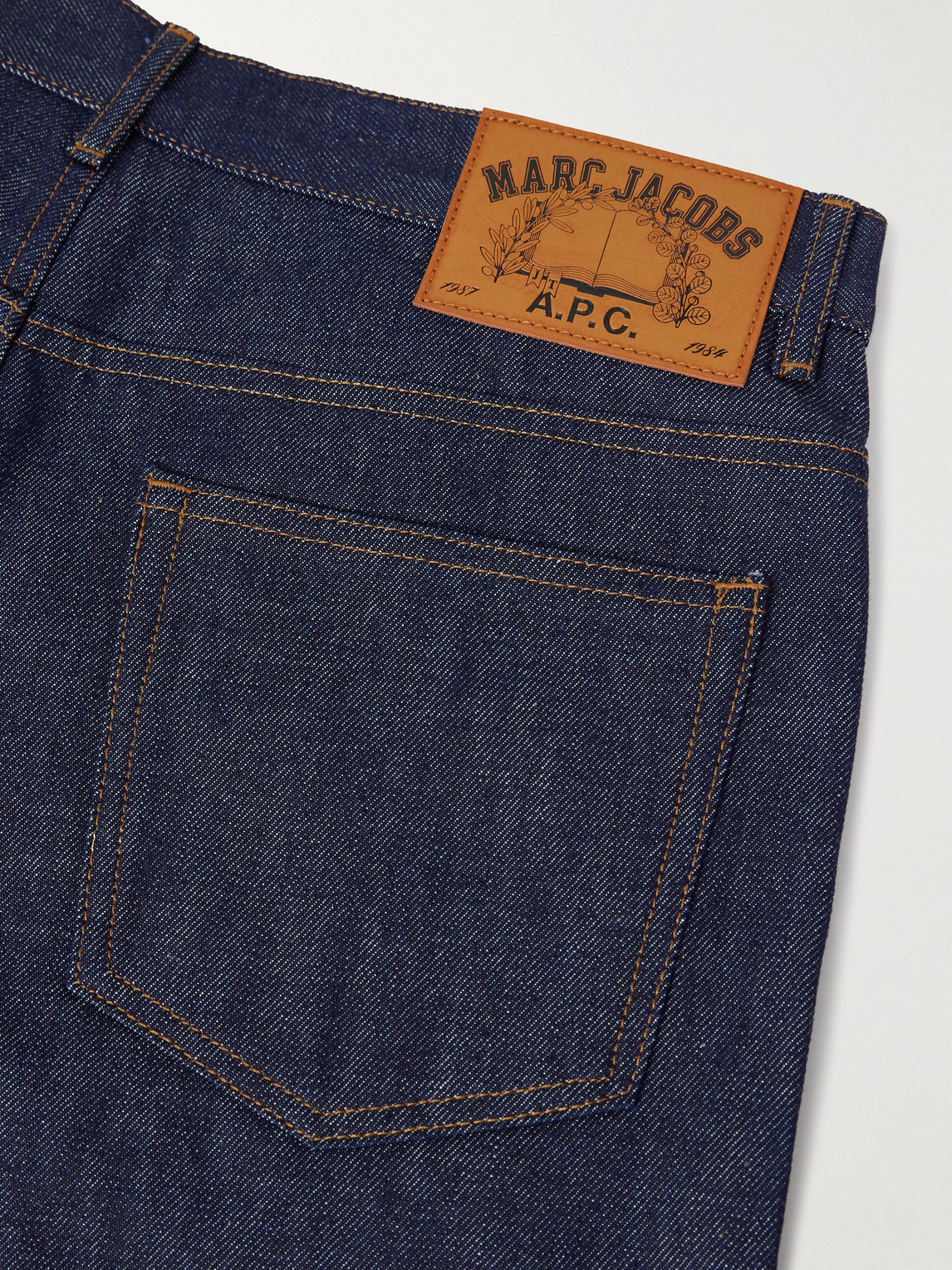 Apc Marc Jacobs Aaron Wide-leg Logo-embroidered Jeans In Blue
