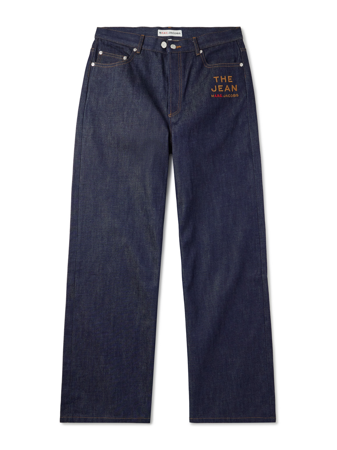 Apc Marc Jacobs Aaron Wide-leg Logo-embroidered Jeans In Blue
