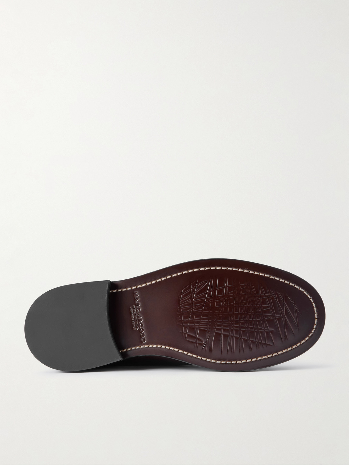 Apc Marc Jacobs Embellished Leather Penny Loafers In Brown