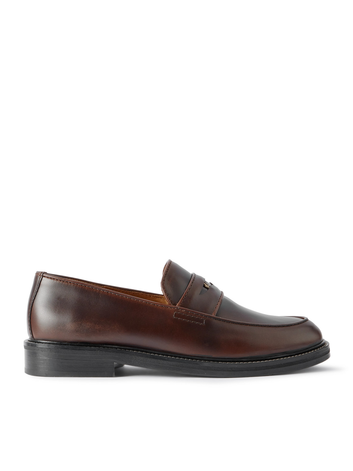 Apc Marc Jacobs Embellished Leather Penny Loafers In Brown