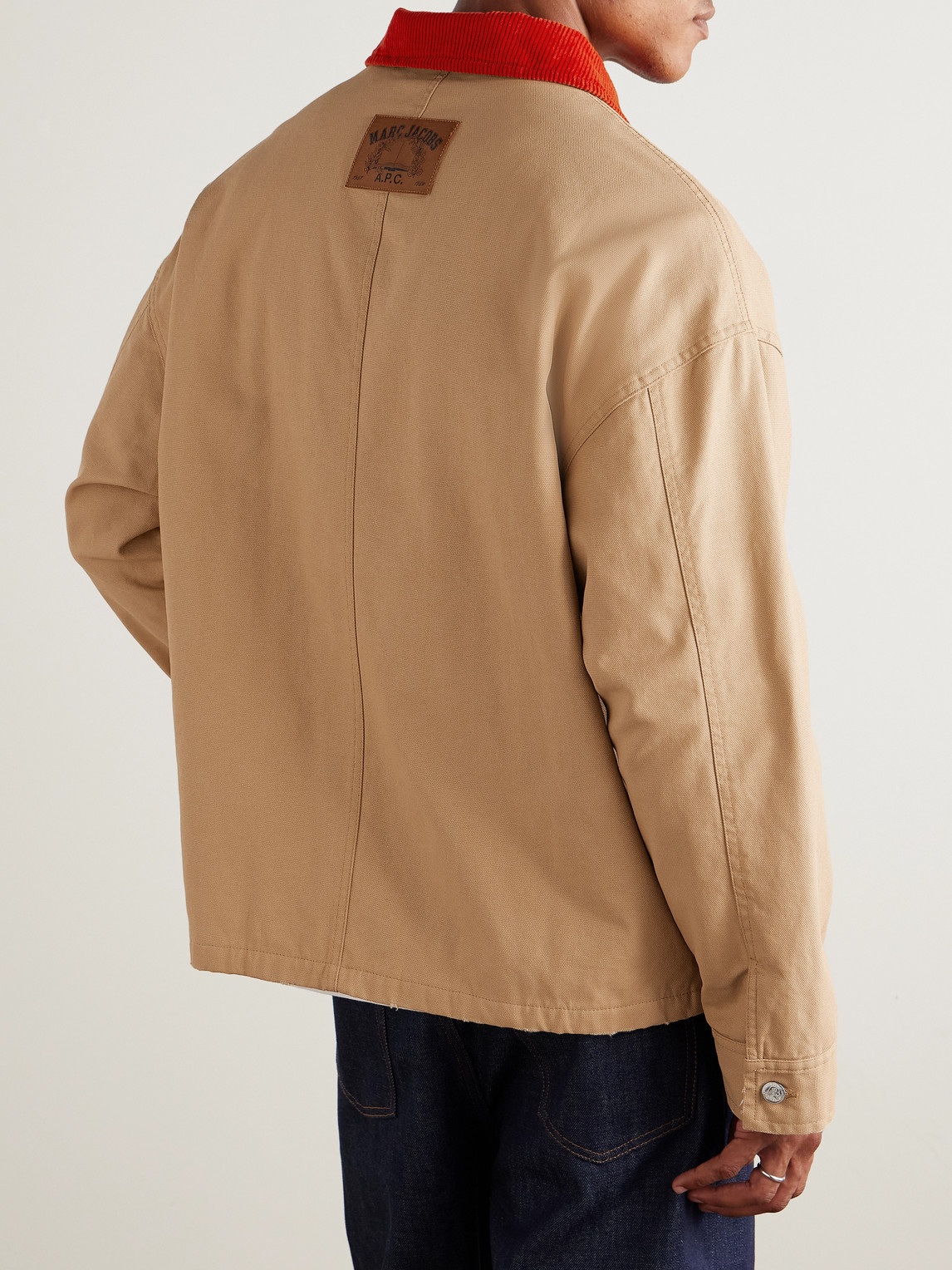 Apc Marc Jacobs Corduroy-trimmed Cotton-canvas Jacket In Neutral