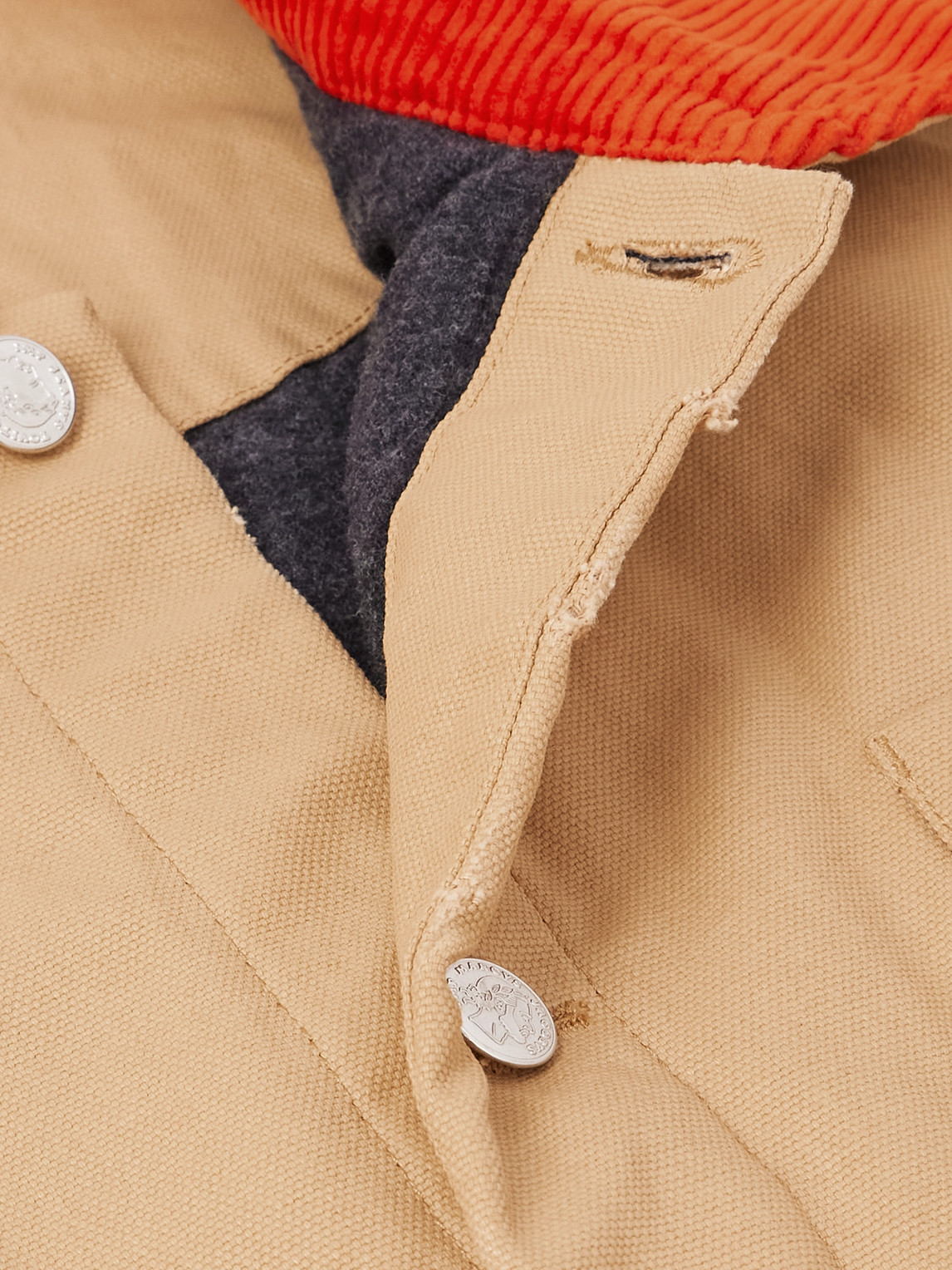 Apc Marc Jacobs Corduroy-trimmed Cotton-canvas Jacket In Neutral