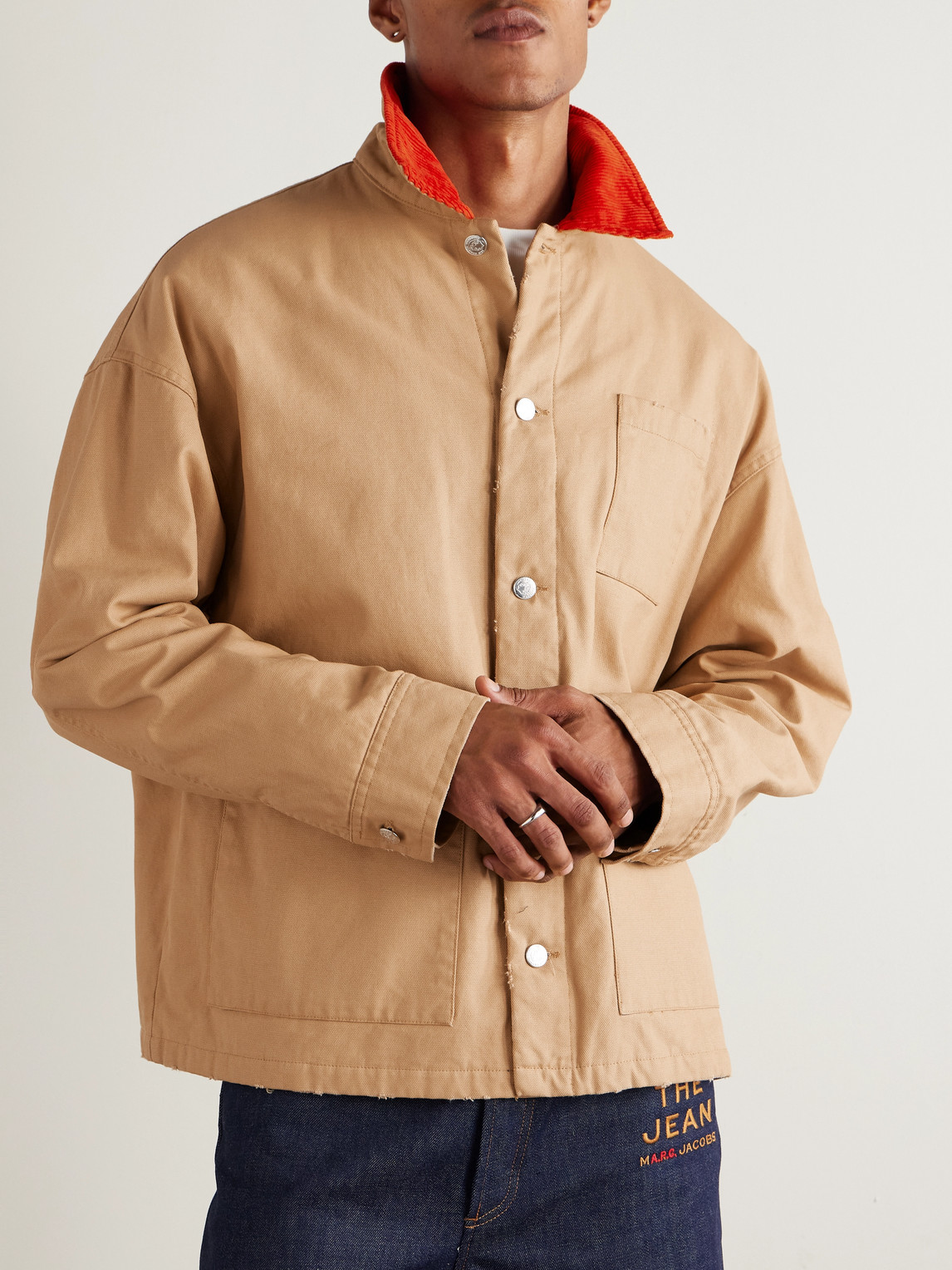 Apc Marc Jacobs Corduroy-trimmed Cotton-canvas Jacket In Neutral