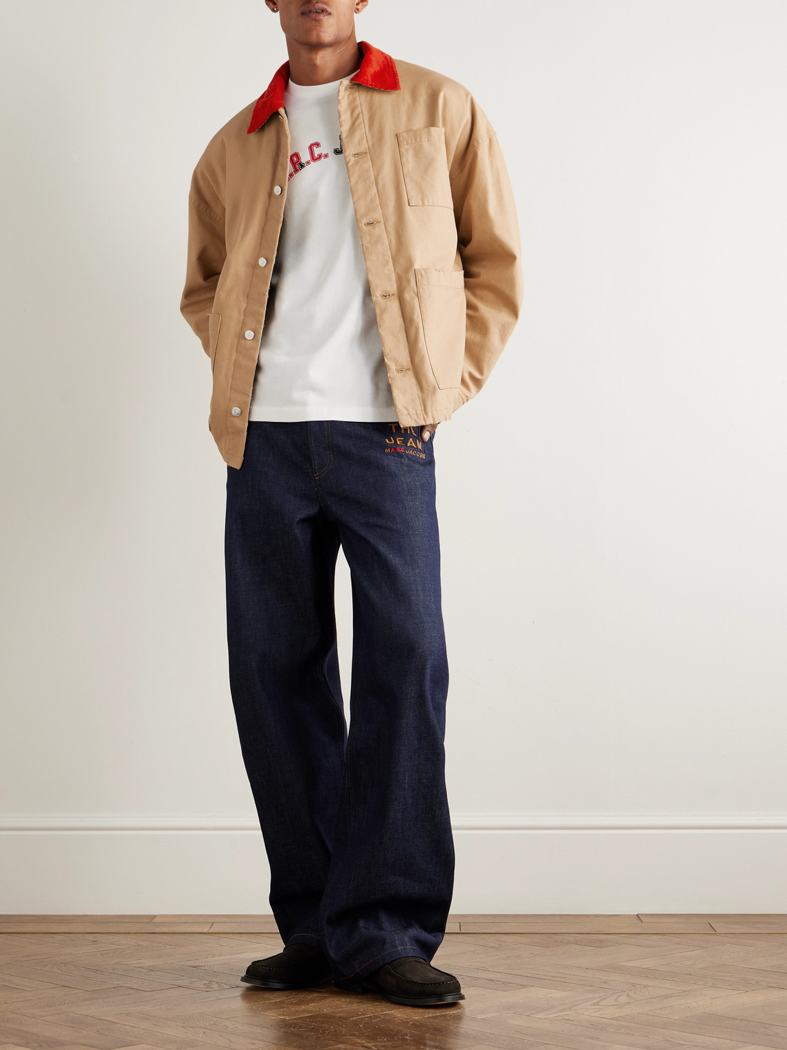 Apc Marc Jacobs Corduroy-trimmed Cotton-canvas Jacket In Neutral