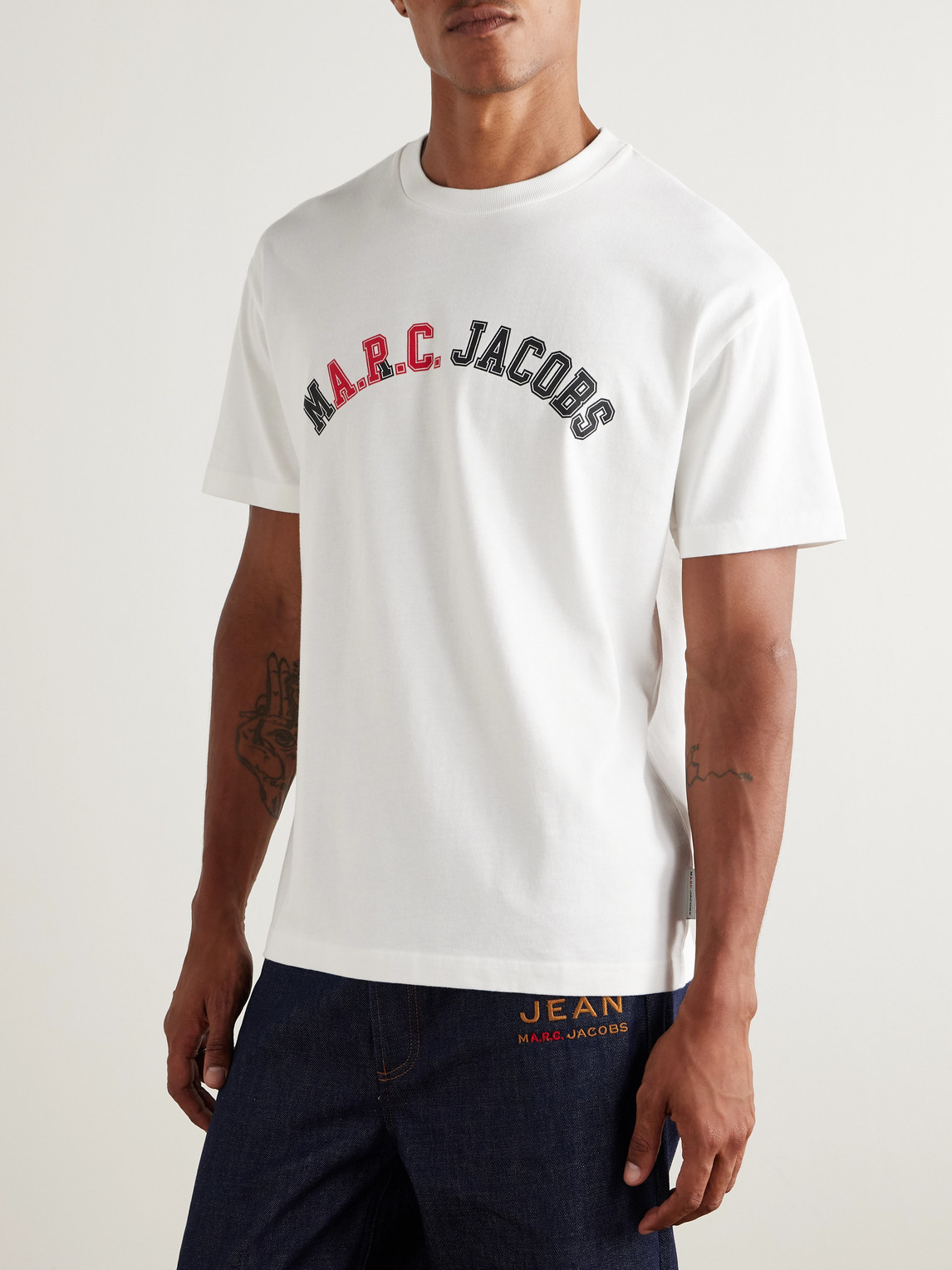Apc Marc Jacobs Logo-print Cotton-jersey T-shirt In White