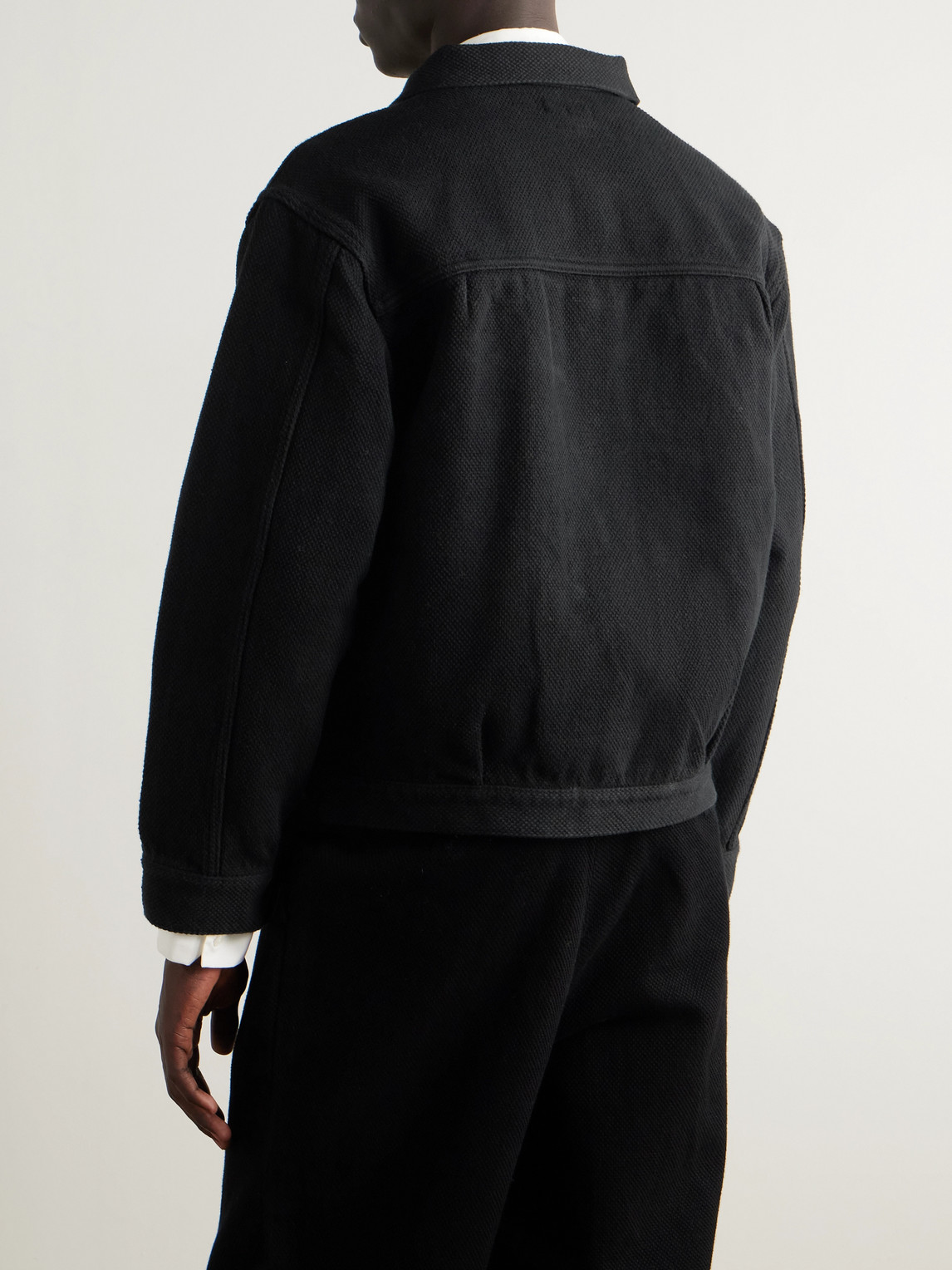  Blue Blue Japan - Pleated Textured-cotton Jacket - Men - Black - M 