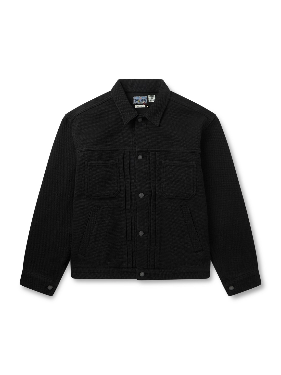 Blue Blue Japan Pleated Textured-cotton Jacket In Black