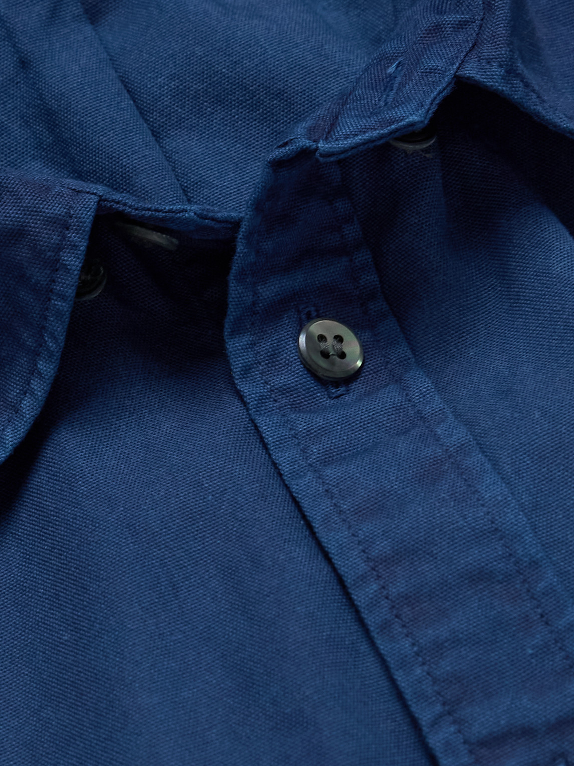 Button-Down Collar Indigo-Dyed Cotton Oxford Shirt