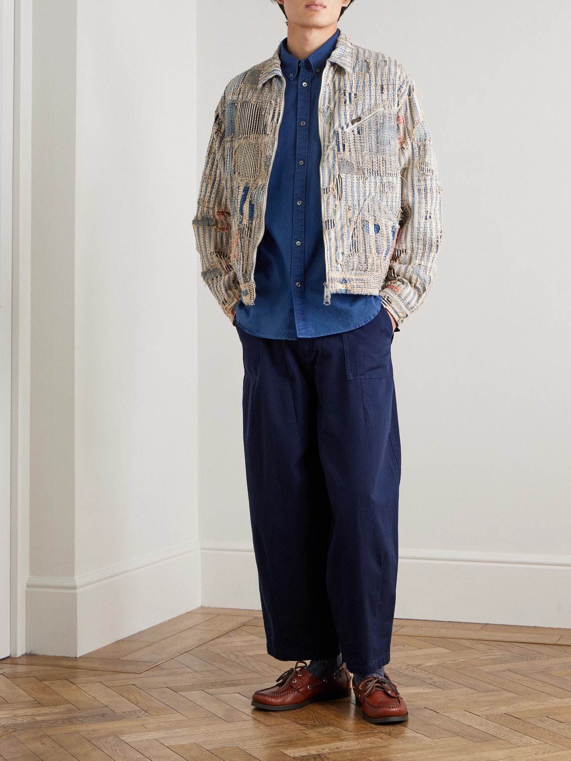 Button-Down Collar Indigo-Dyed Cotton Oxford Shirt