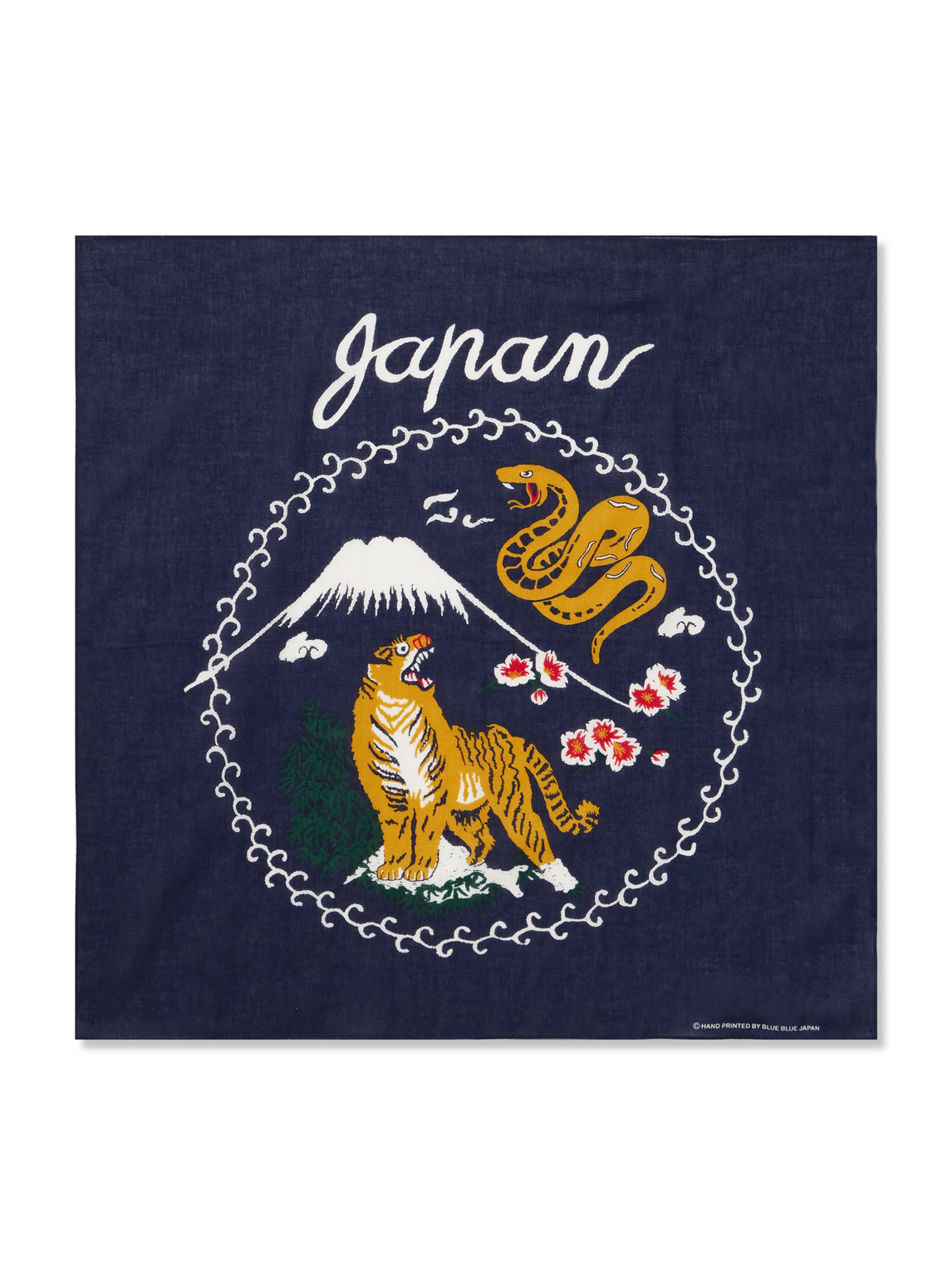Blue Blue Japan Torani Fuji Printed Cotton Bandana In Blue