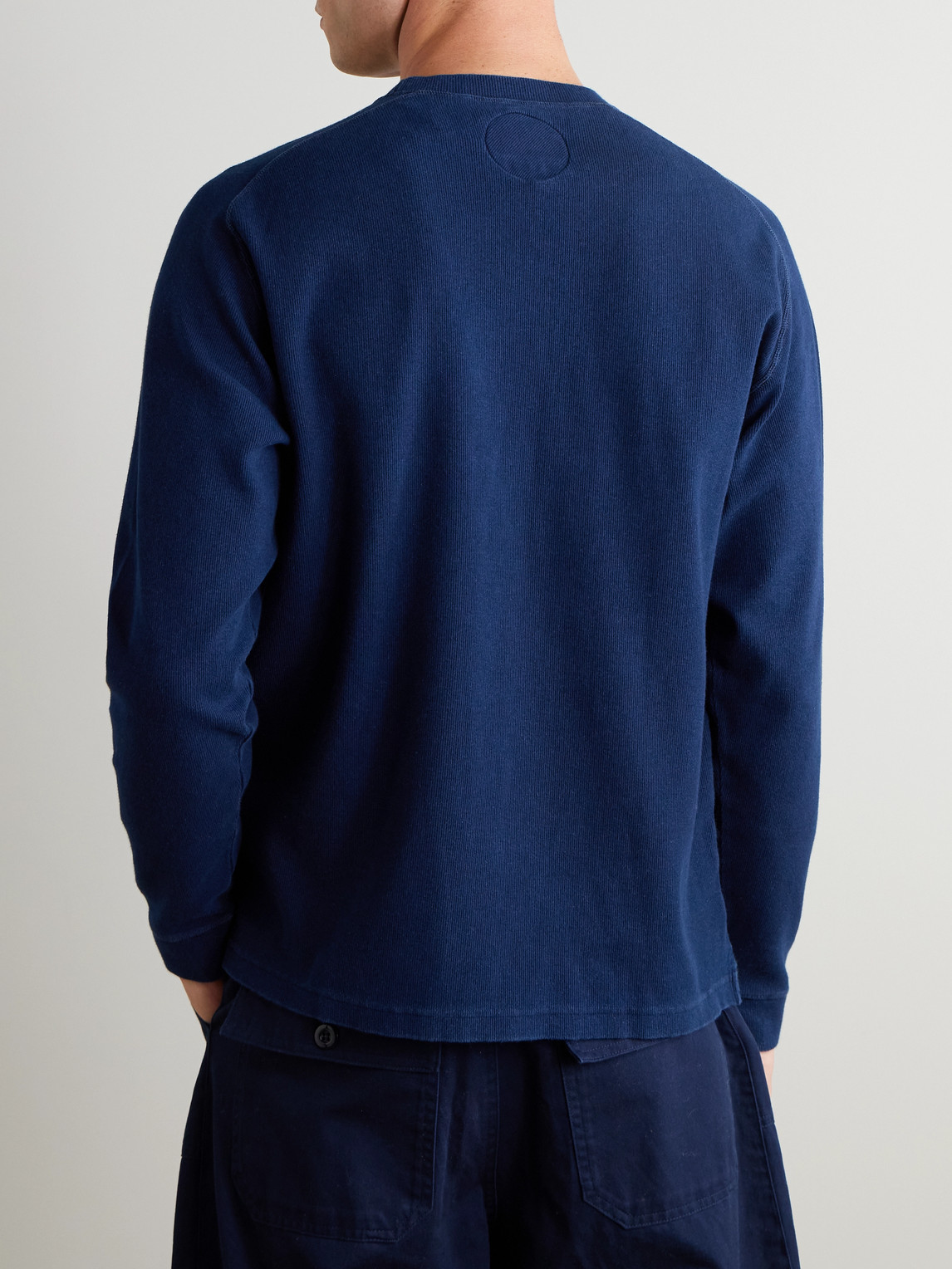 Blue Blue Japan Indigo-dyed Ribbed Stretch-cotton Jersey Sweatshirt In Blue