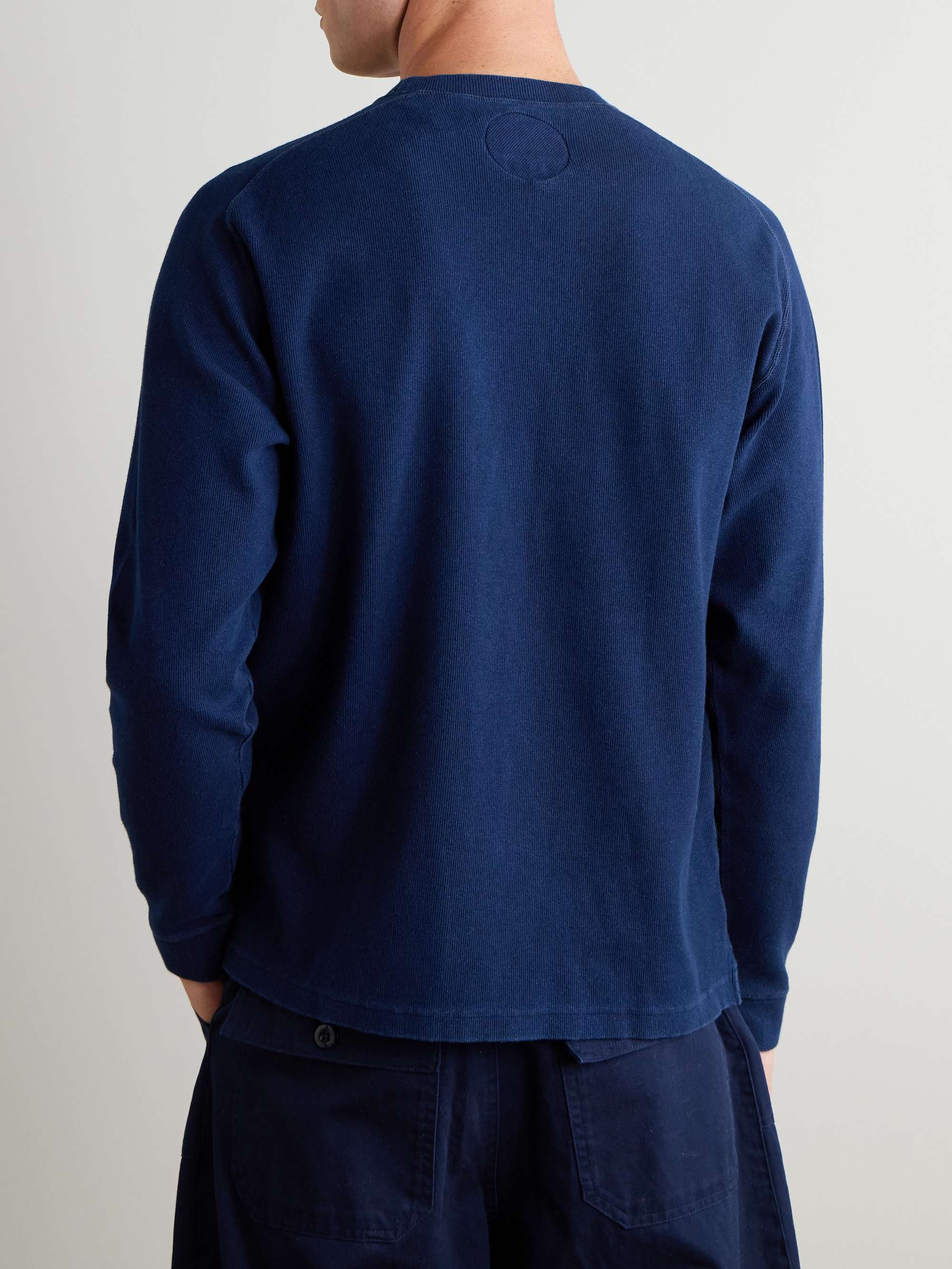 モットクマ　青　ブルー BLUE BLUE JAPAN Indigo-Dyed Ribbed Stretch-Cotton Jersey