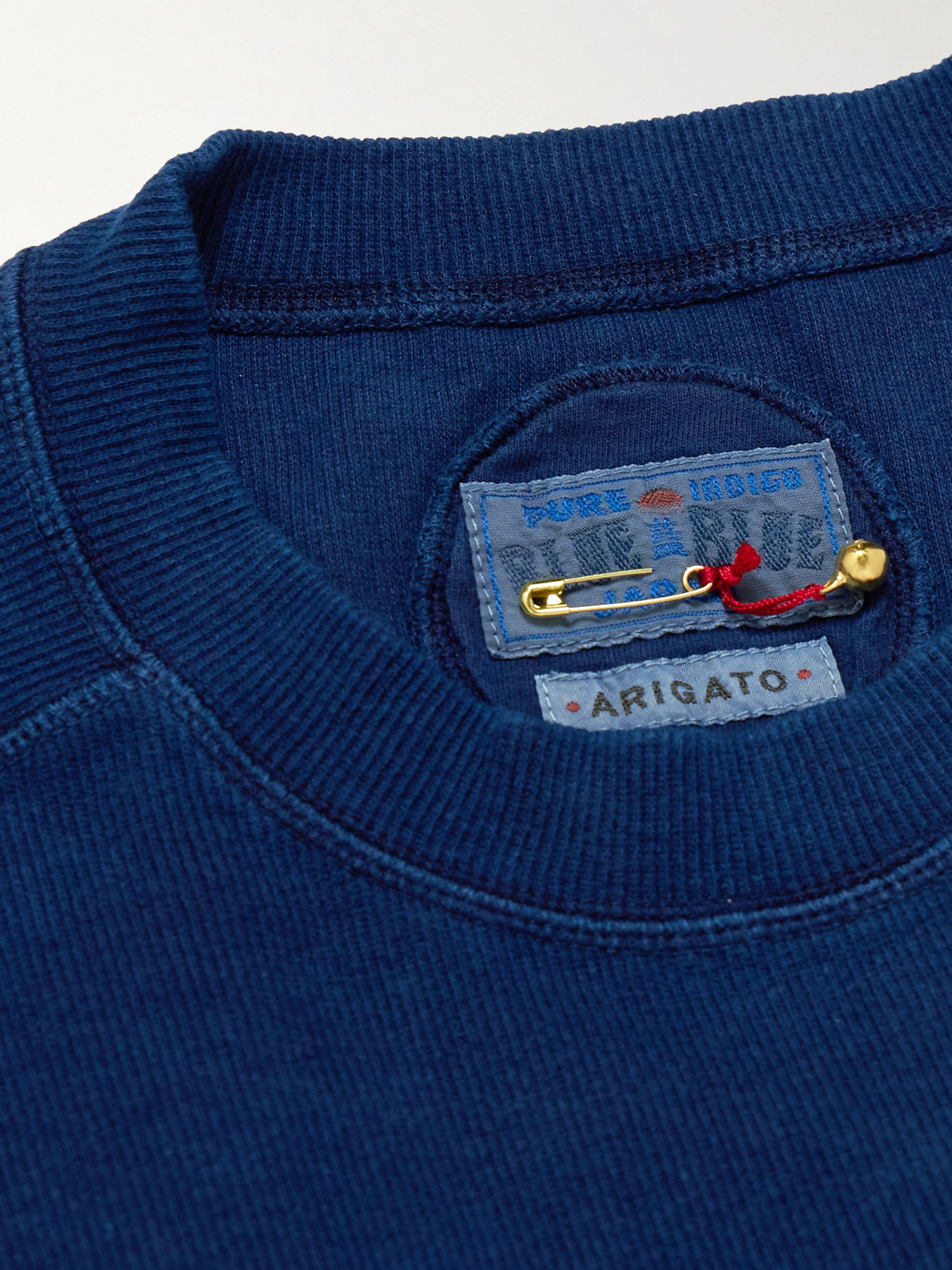 Blue Blue Japan Indigo-dyed Ribbed Stretch-cotton Jersey Sweatshirt In Blue