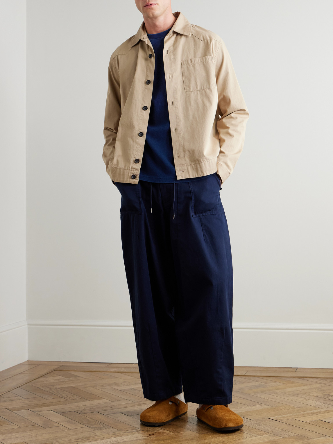 Blue Blue Japan Indigo-dyed Ribbed Stretch-cotton Jersey Sweatshirt In Blue