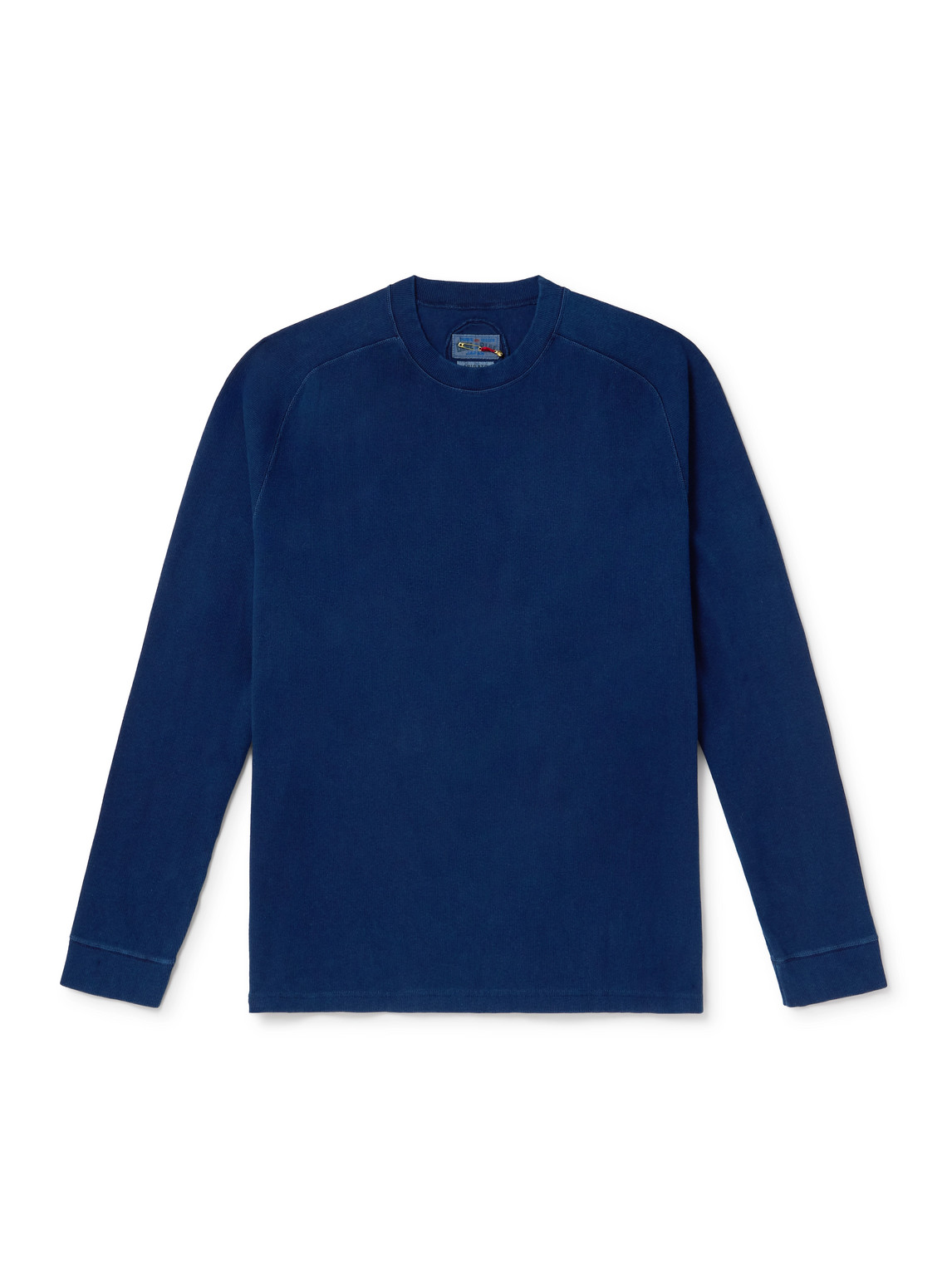 Blue Blue Japan Indigo-dyed Ribbed Stretch-cotton Jersey Sweatshirt In Blue