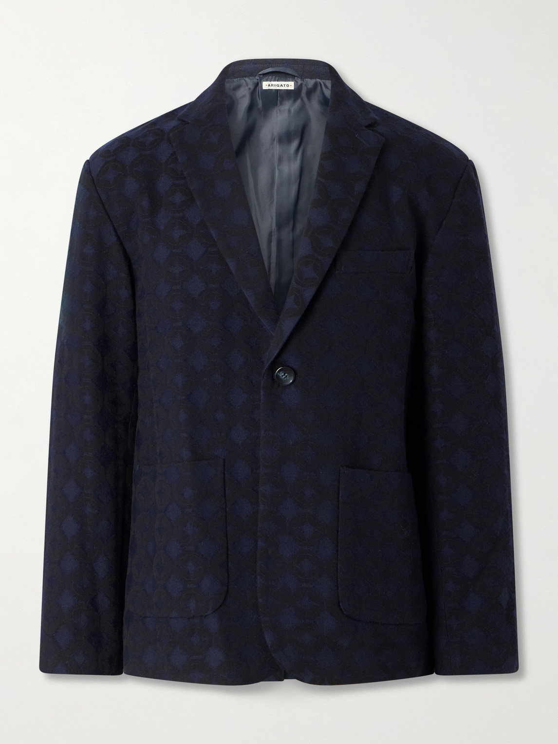 Blue Blue Japan Shippou Cotton And Wool-blend Jacquard Suit Jacket In Black