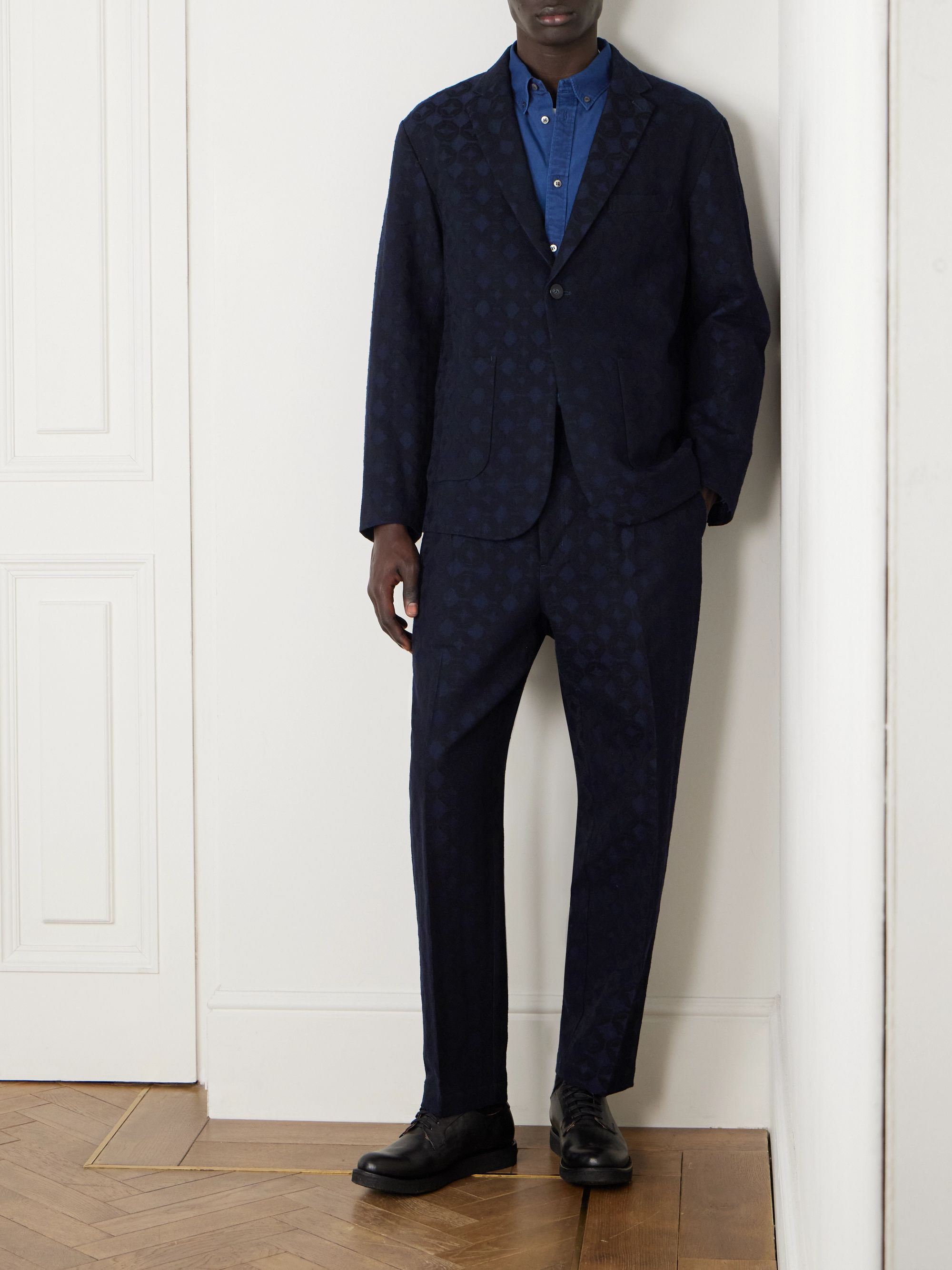 BLUE BLUE JAPAN Shippou Sakko aus Jacquard aus einer Baumwoll-Wollmischung