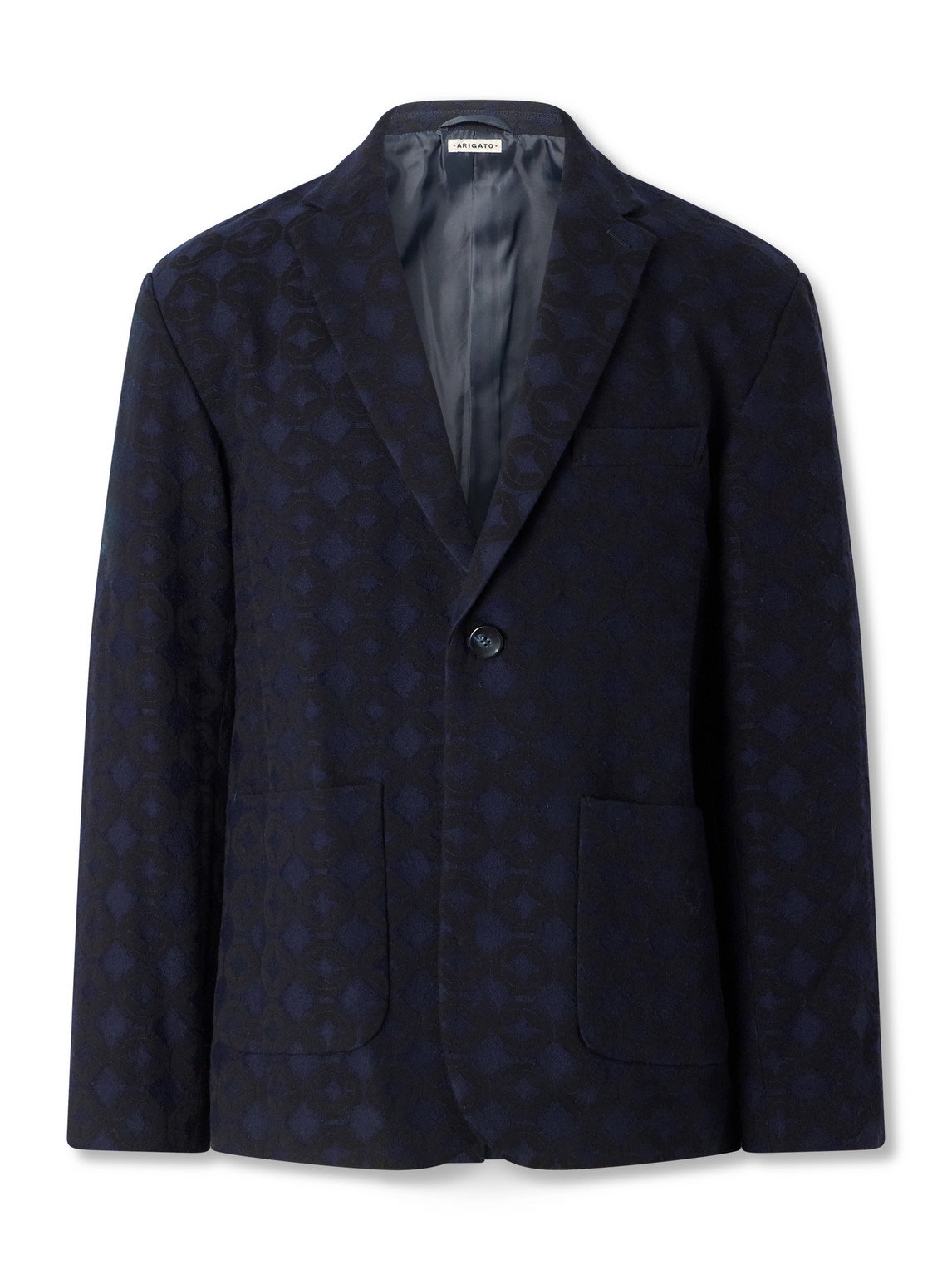 Blue Blue Japan Shippou Cotton And Wool-blend Jacquard Suit Jacket In Black
