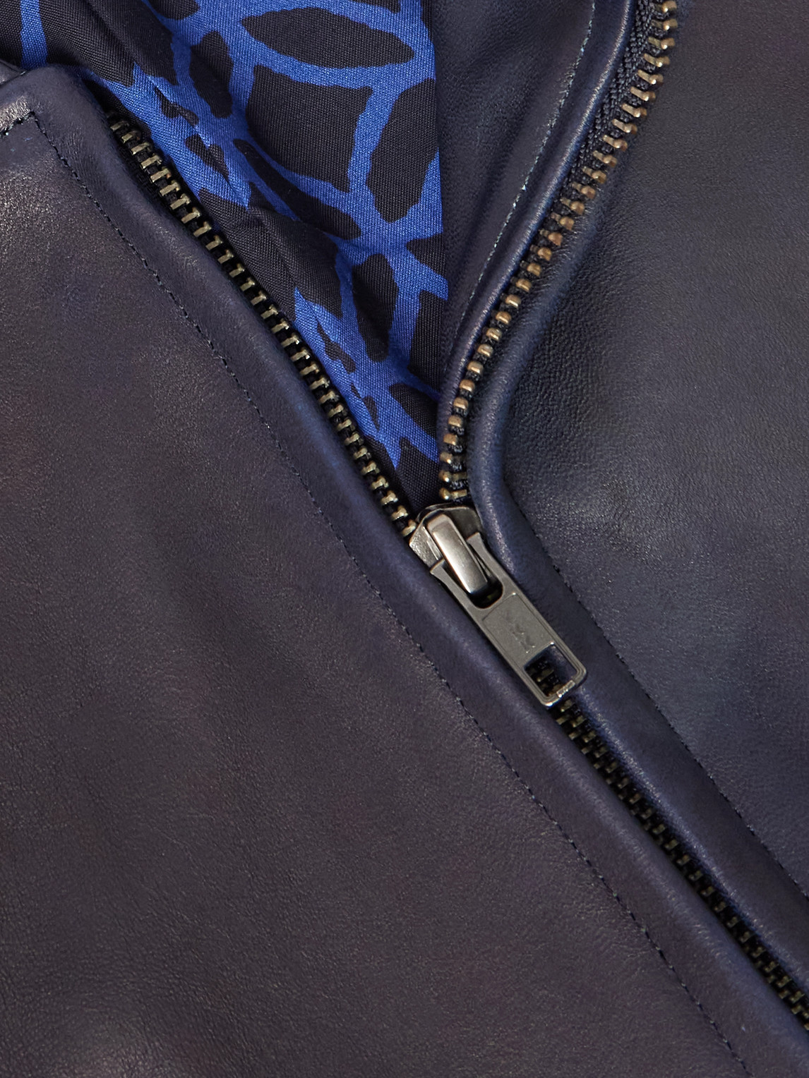 Blue Blue Japan Indigo-dyed Leather Biker Jacket In Brown