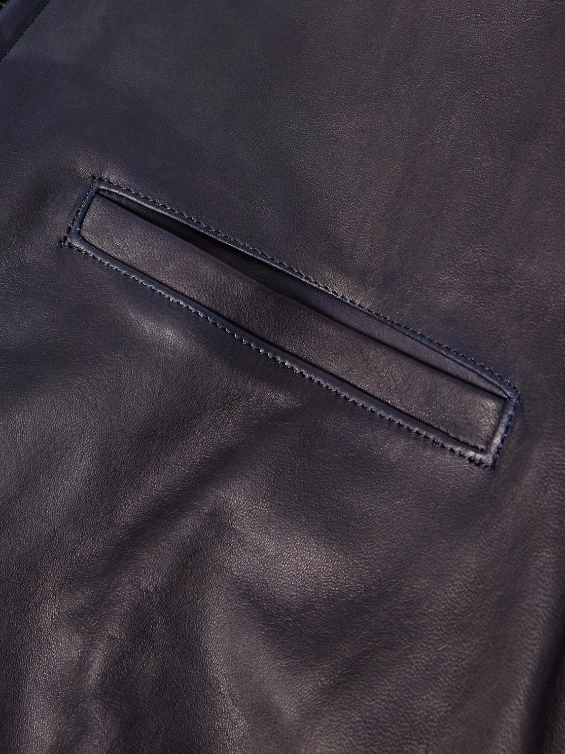 Blue Blue Japan Indigo-dyed Leather Biker Jacket In Brown