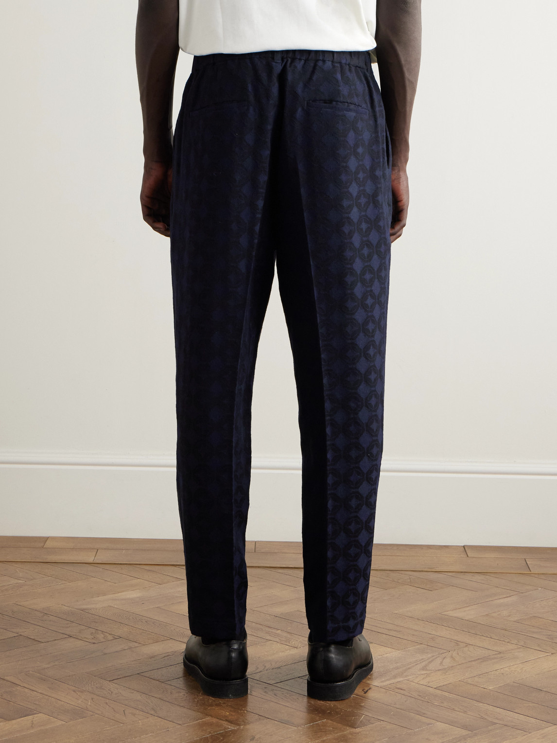  Blue Blue Japan - Straight-leg Pleated Cotton And Wool-blend Jacquard Suit Trousers - Men - Blue - L 