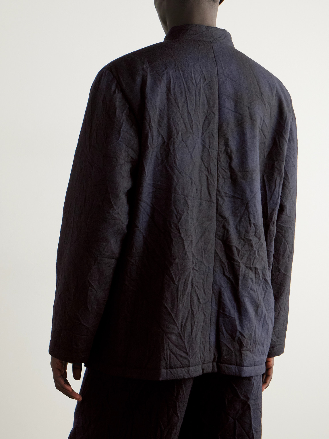  Blue Blue Japan - Padded Crinkled Wool-blend Jacket - Men - Blue - S 