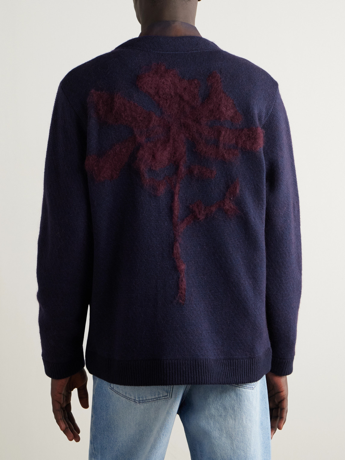  Blue Blue Japan - Intarsia Wool-blend Cardigan - Men - Blue - S 
