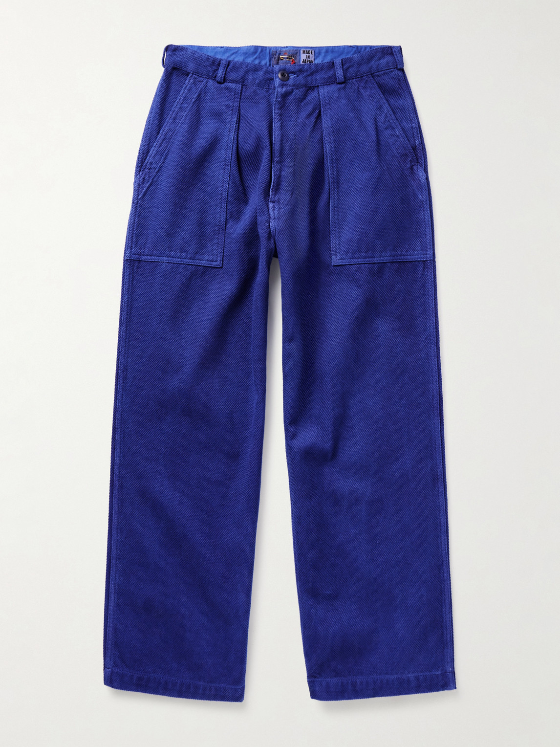 Blue Blue Japan Wide-leg Indigo-dyed Sashiko Cotton Trousers In Blue
