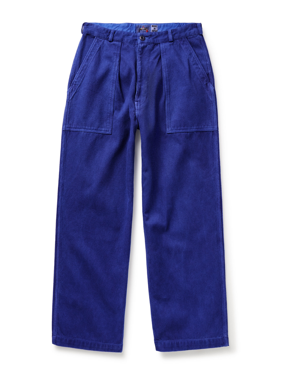 Blue Blue Japan Wide-leg Indigo-dyed Sashiko Cotton Trousers In Blue