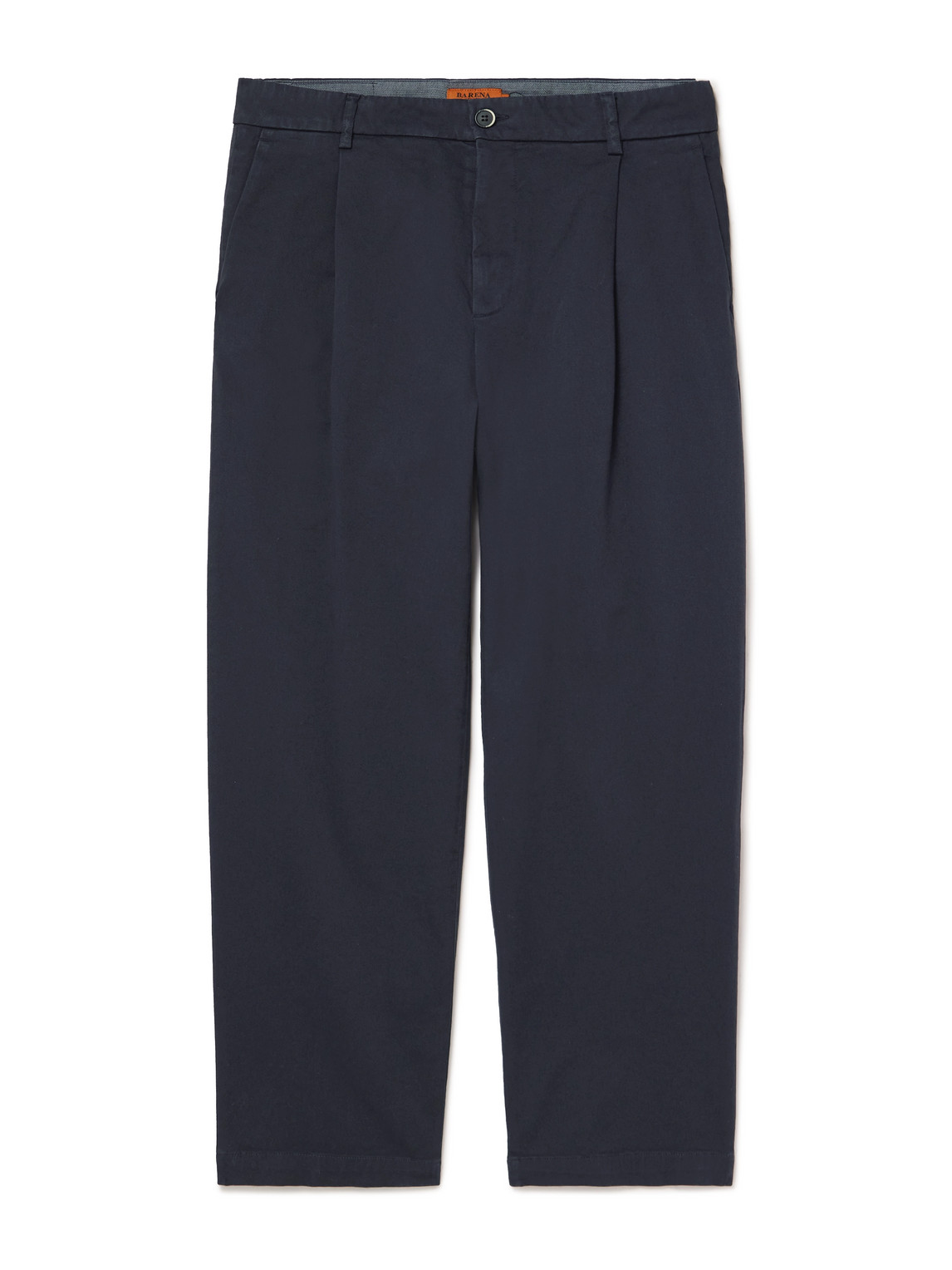 Barena Venezia Tapered Cropped Pleated Stretch-cotton Twill Trousers In Blue