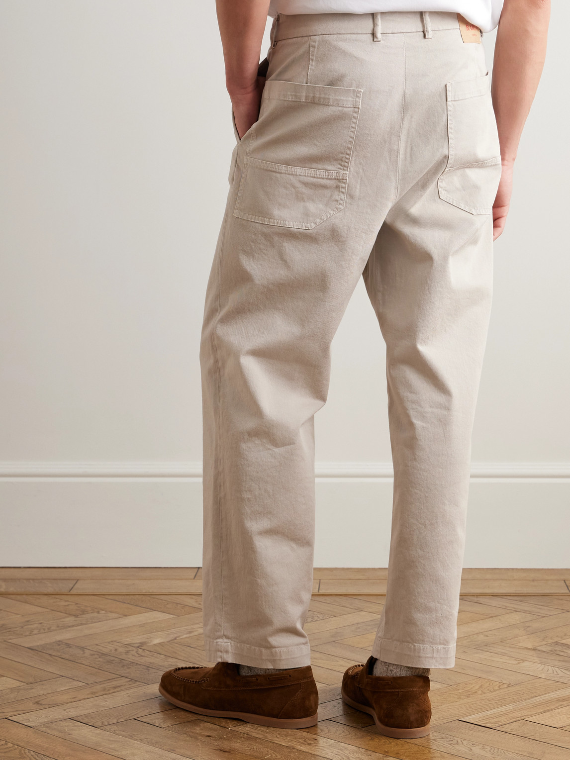 Barena Venezia Tapered Cropped Pleated Stretch-cotton Twill Trousers In Neutral