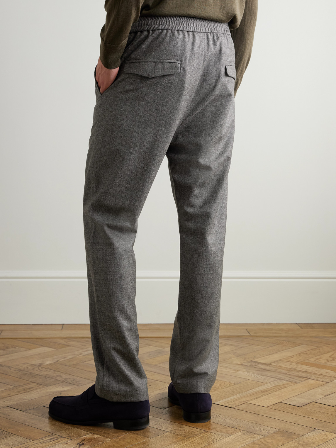 Barena Venezia Straight-leg Virgin Wool Drawstring Trousers In Brown