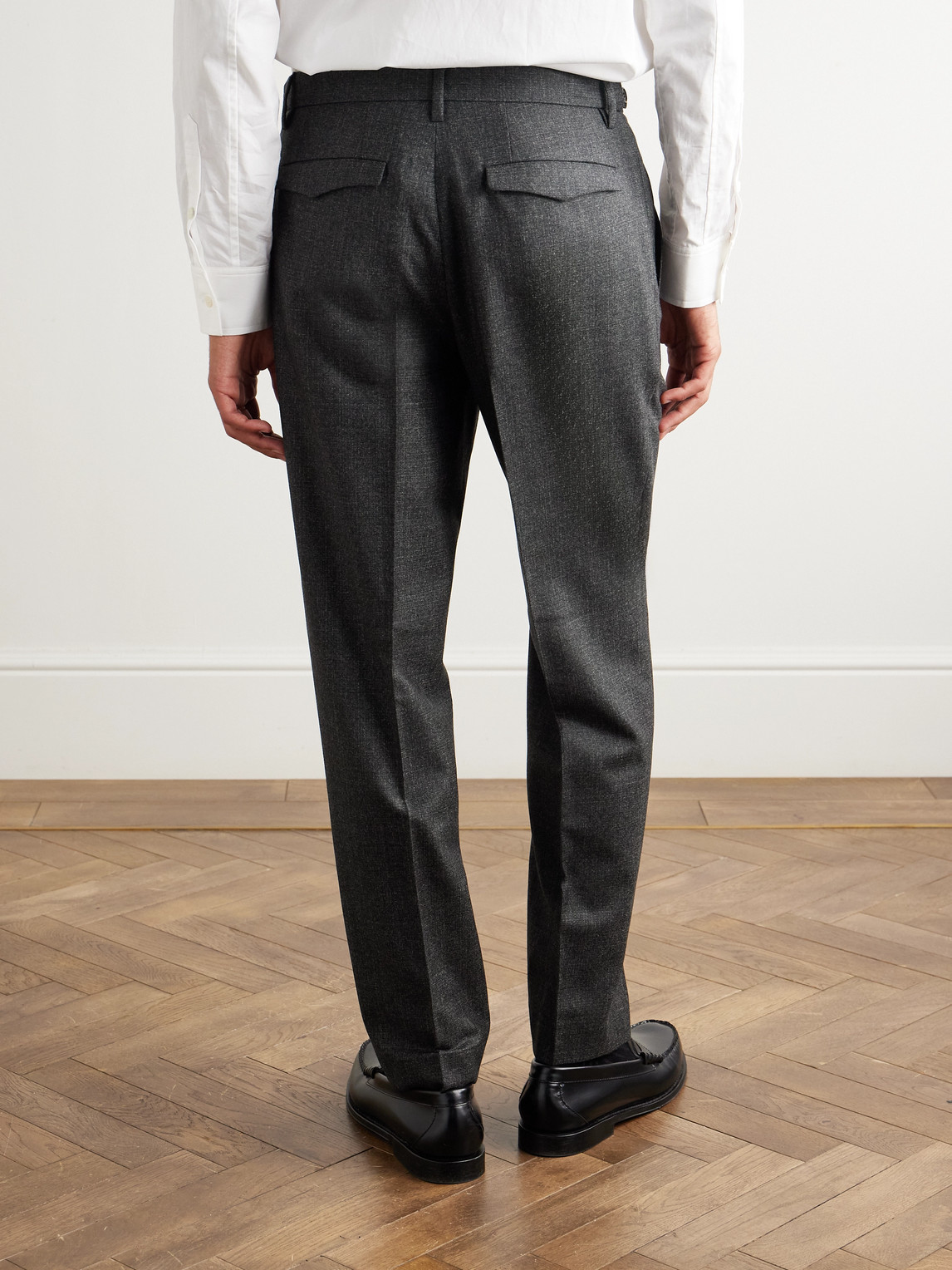 Barena Venezia Masco Slim-fit Straight-leg Pleated Virgin Wool Trousers In Gray