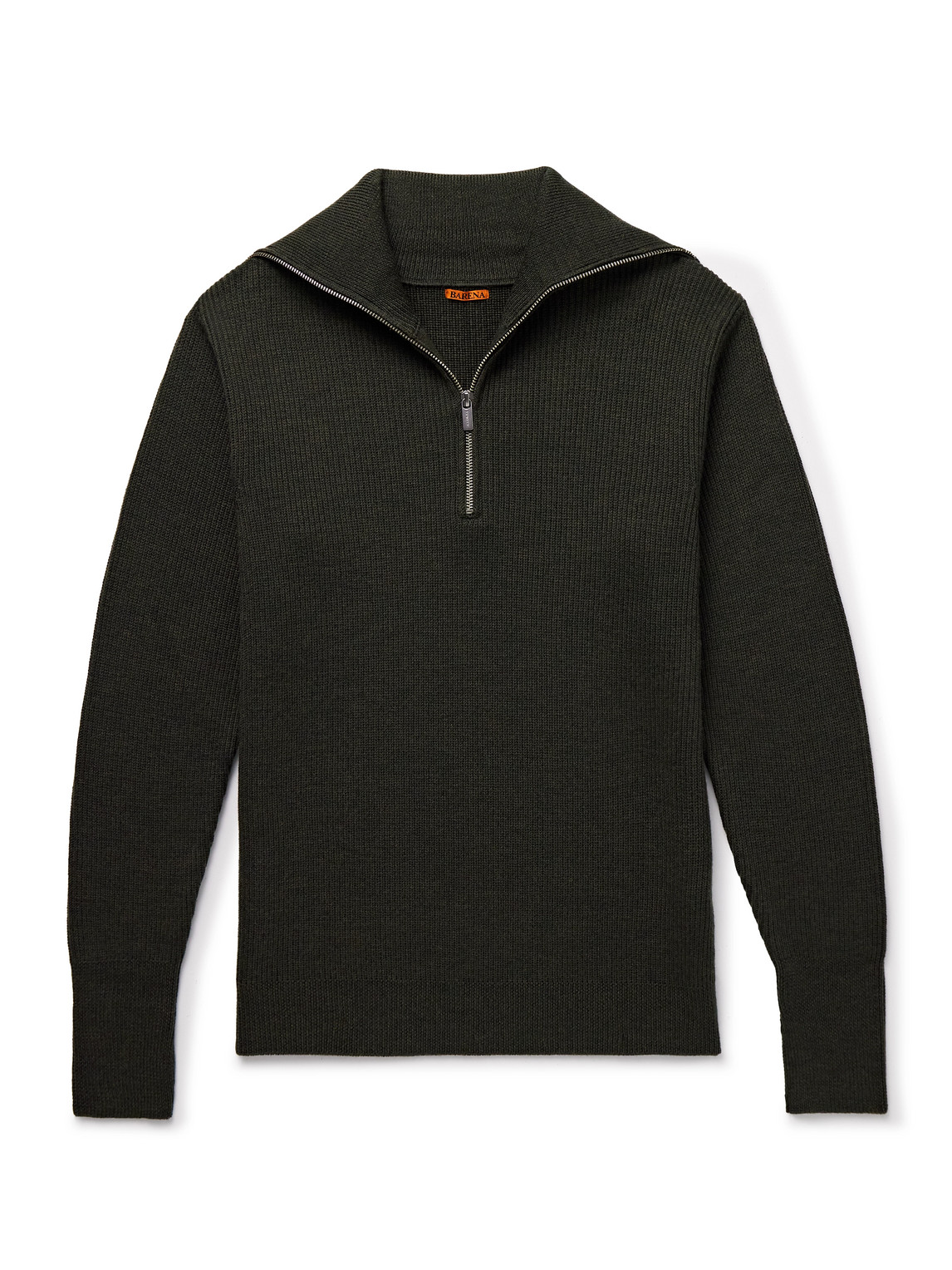 Ribbed Wool Half-Zip Sweater