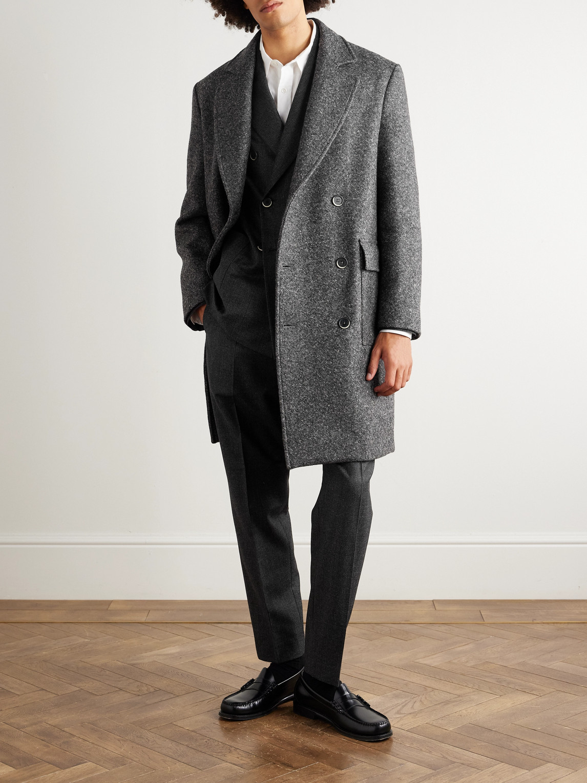 Barena Venezia Double-breasted Melton Wool-blend Coat In Gray
