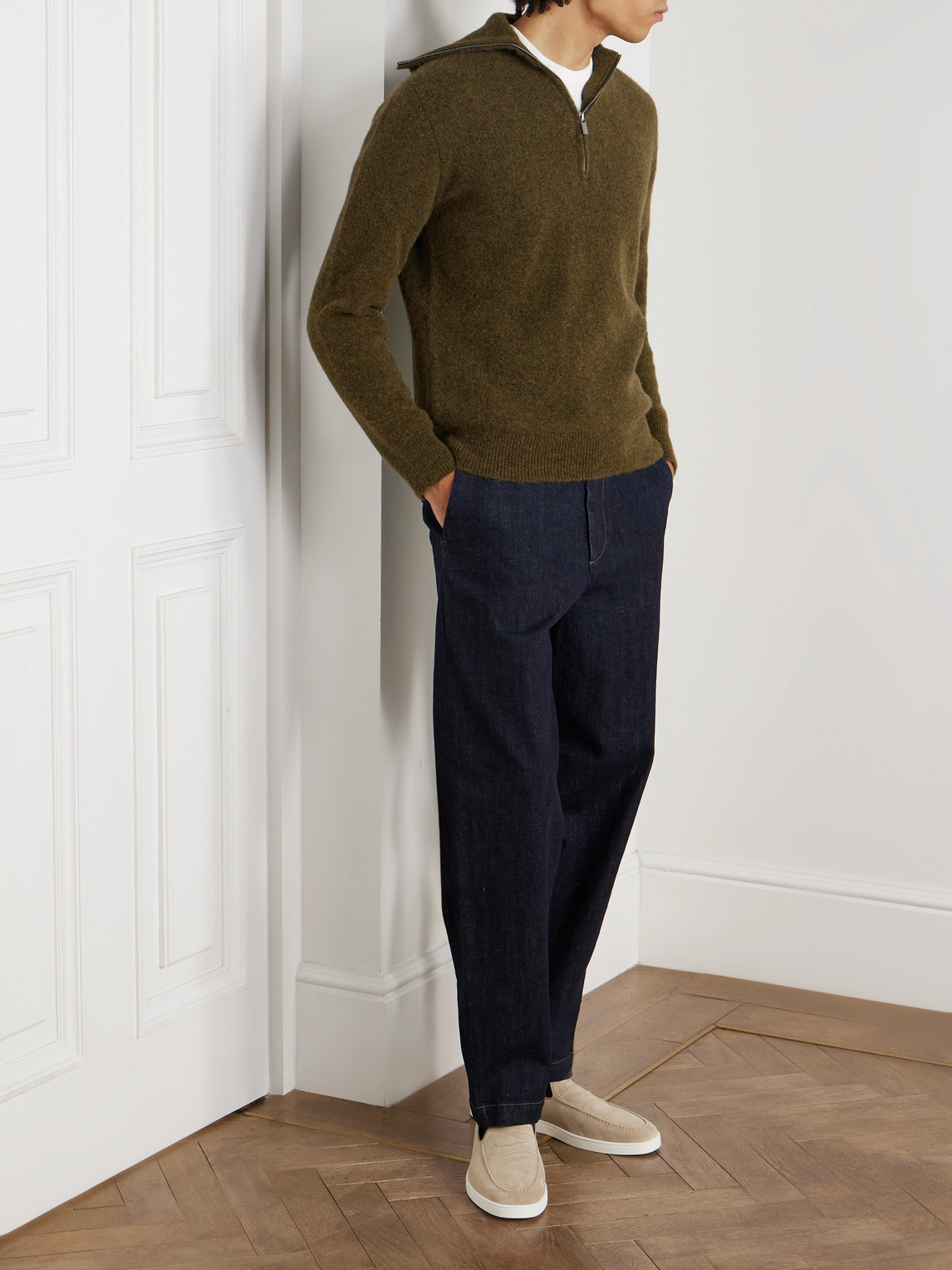 Barena Venezia Alpaca-blend Half-zip Sweater In Green