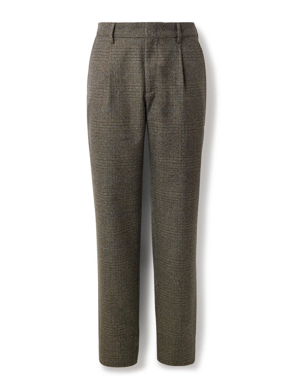 Barena Venezia Straight-leg Pleated Prince Of Wales Checked Virgin Wool Trousers In Brown