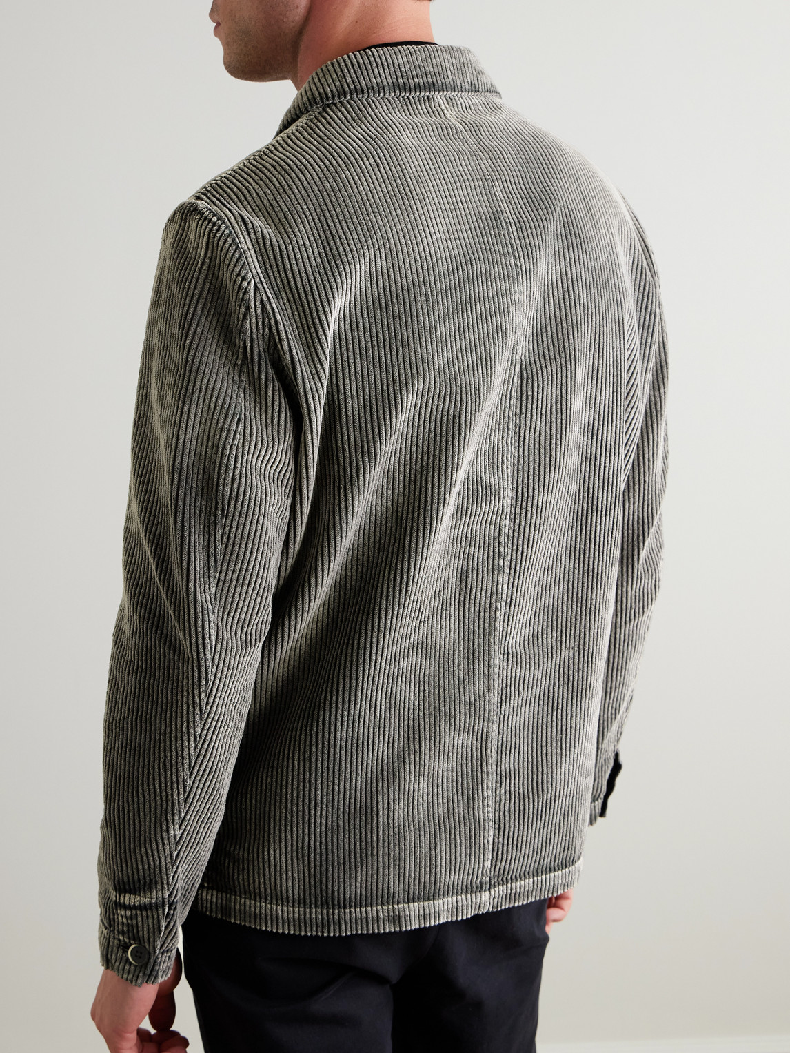 Barena Venezia Garment-dyed Cotton-corduroy Overshirt In Gray